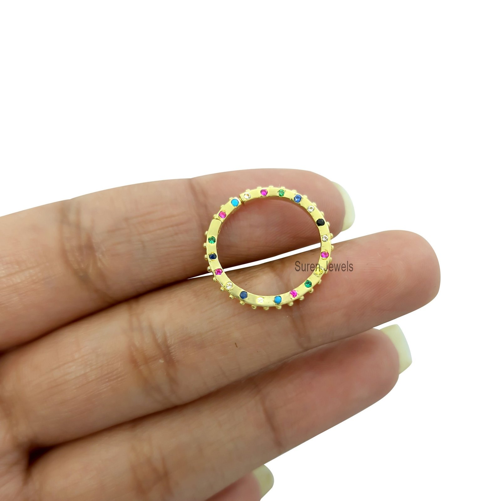 14K Gold Plated Charm Enhancer with Multi Stone - View 6 - Suren Jewels | SKU: SJP655-SLYGMTCS-18M 14K Gold Plated Charm Enhancer with Multi Stone - View 6 - Suren Jewels | SKU: SJP655-SLYGMTCS-18M