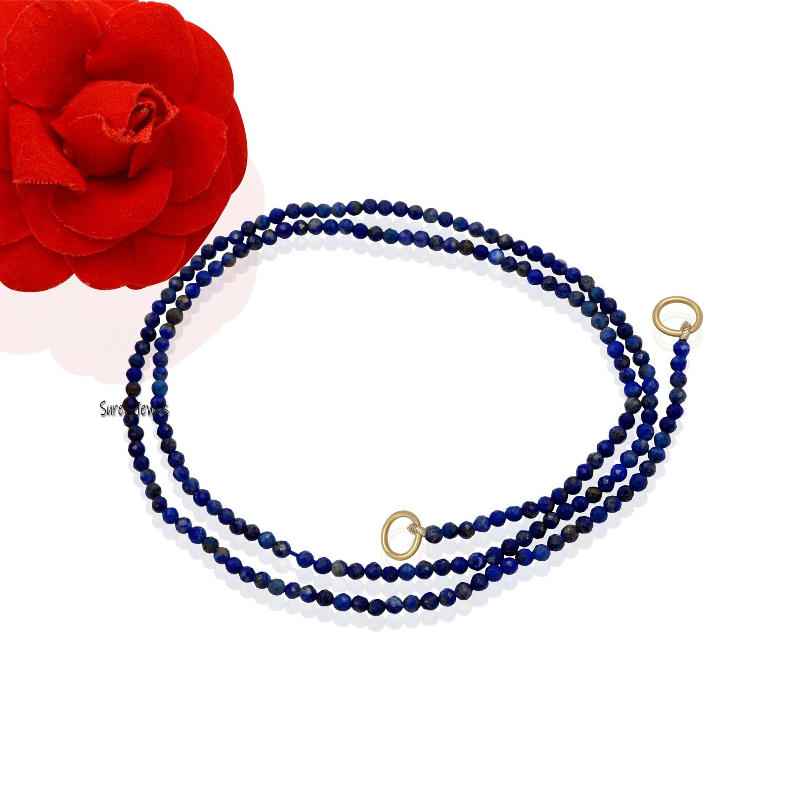 14k Gold Plated Gemstone Bead Necklace with Carabiner Clasp - View 5 - Suren Jewels | SKU: SJN219- 14k Gold Plated Gemstone Bead Necklace with Carabiner Clasp - View 5 - Suren Jewels | SKU: SJN219-