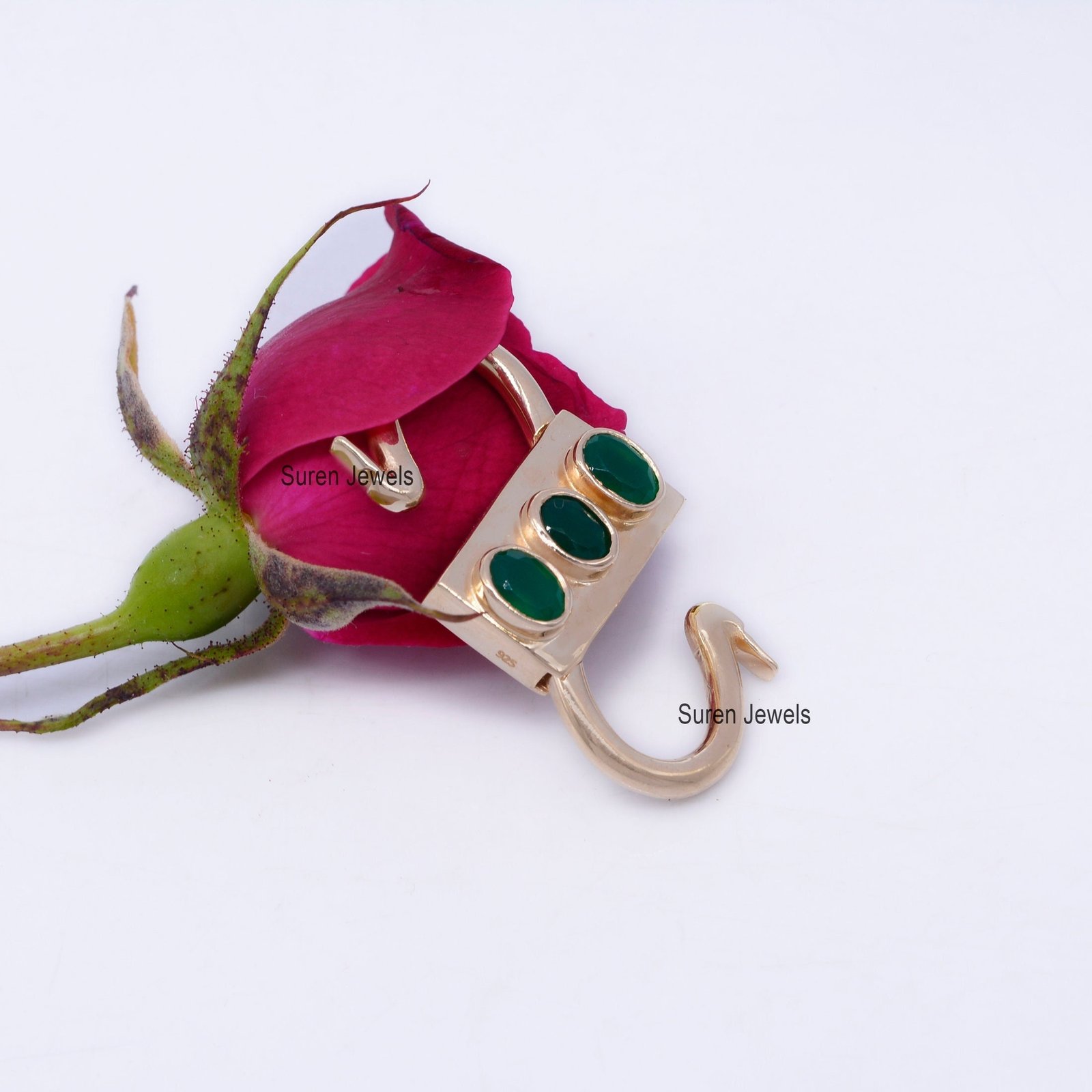 14k Gold Plated Gemstone Padlock Pendant: Handmade Jewelry - Suren Jewels | SKU: SJP31-SLRGBT 14k Gold Plated Gemstone Padlock Pendant: Handmade Jewelry - Suren Jewels | SKU: SJP31-SLRGBT