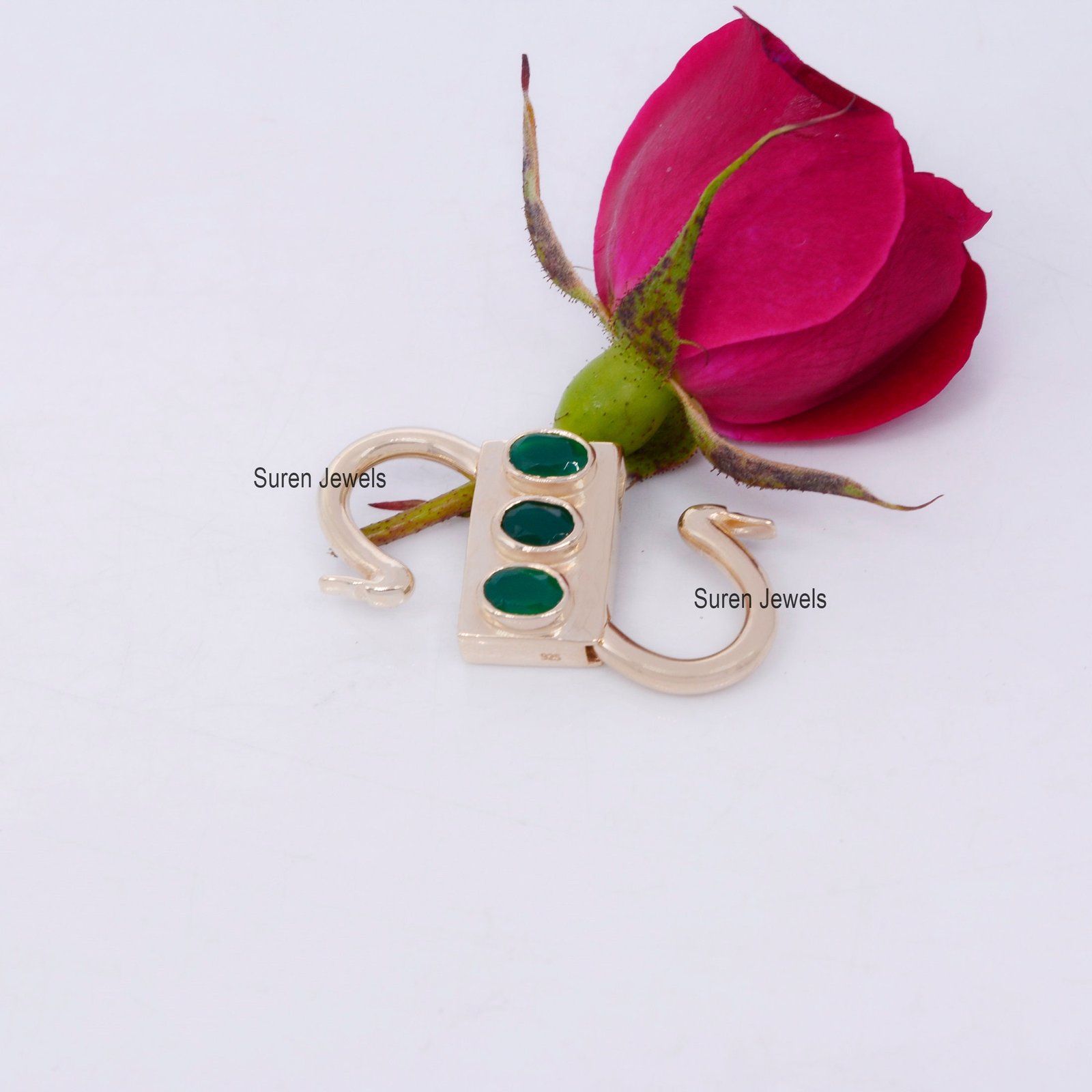 14k Gold Plated Gemstone Padlock Pendant: Handmade Jewelry - View 2 - Suren Jewels | SKU: SJP31-SLRGBT 14k Gold Plated Gemstone Padlock Pendant: Handmade Jewelry - View 2 - Suren Jewels | SKU: SJP31-SLRGBT