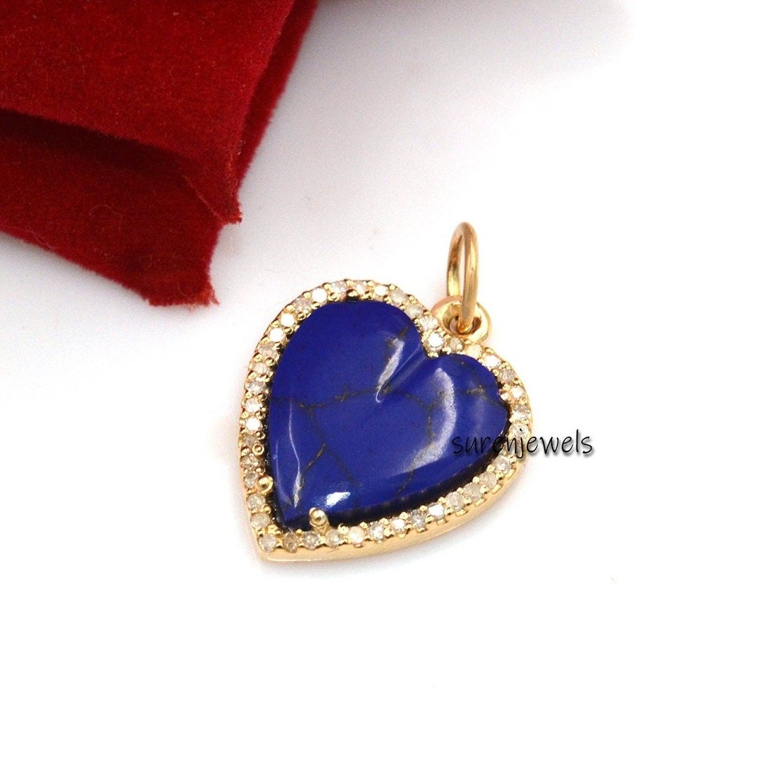 14K Gold Plated Heart Pendant: Gemstone & Moissanite Carved Heart - Suren Jewels | SKU: SJP1052-SLYGRQDI-15M 14K Gold Plated Heart Pendant: Gemstone & Moissanite Carved Heart - Suren Jewels | SKU: SJP1052-SLYGRQDI-15M