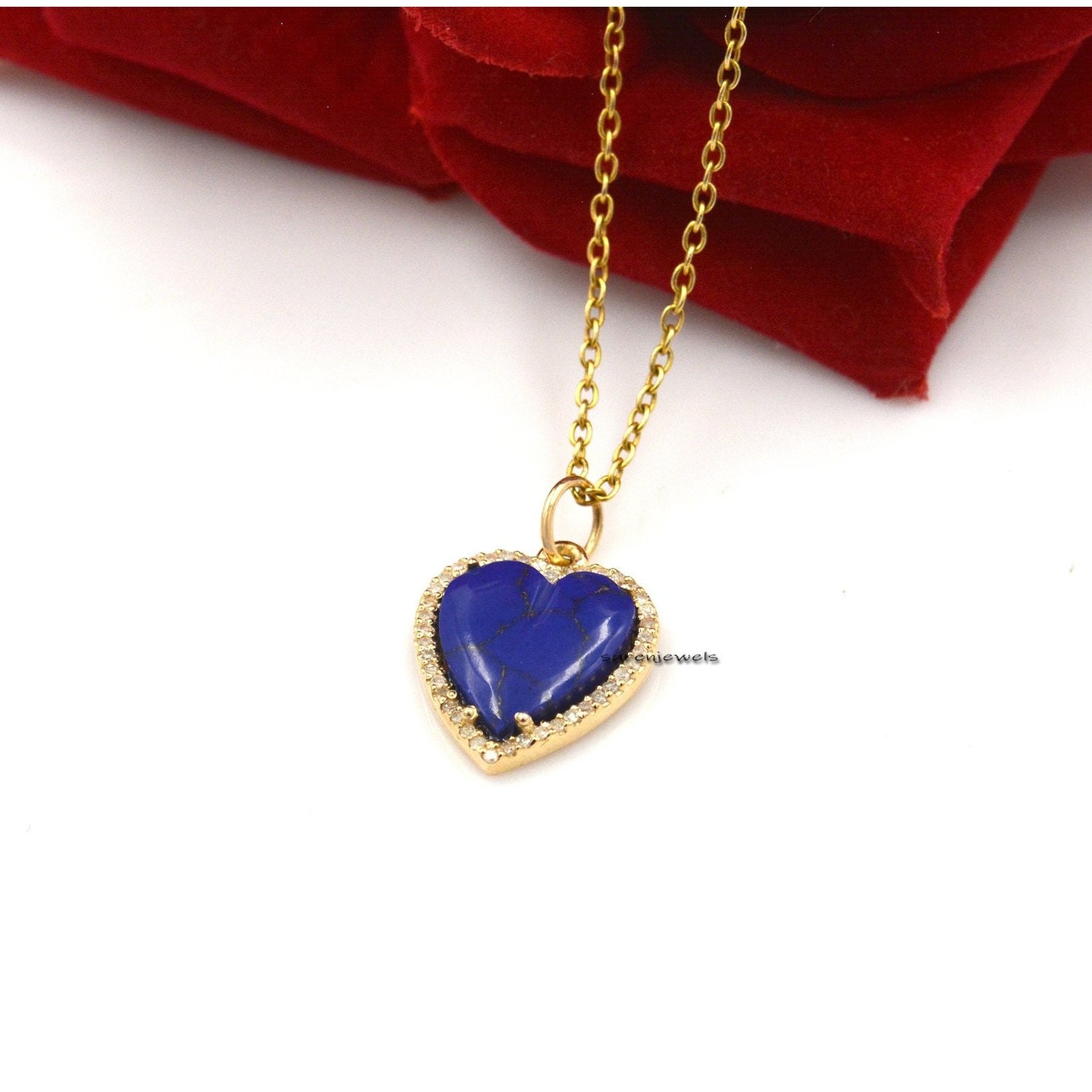14K Gold Plated Heart Pendant: Gemstone & Moissanite Carved Heart - View 5 - Suren Jewels | SKU: SJP1052-SLYGRQDI-15M 14K Gold Plated Heart Pendant: Gemstone & Moissanite Carved Heart - View 5 - Suren Jewels | SKU: SJP1052-SLYGRQDI-15M