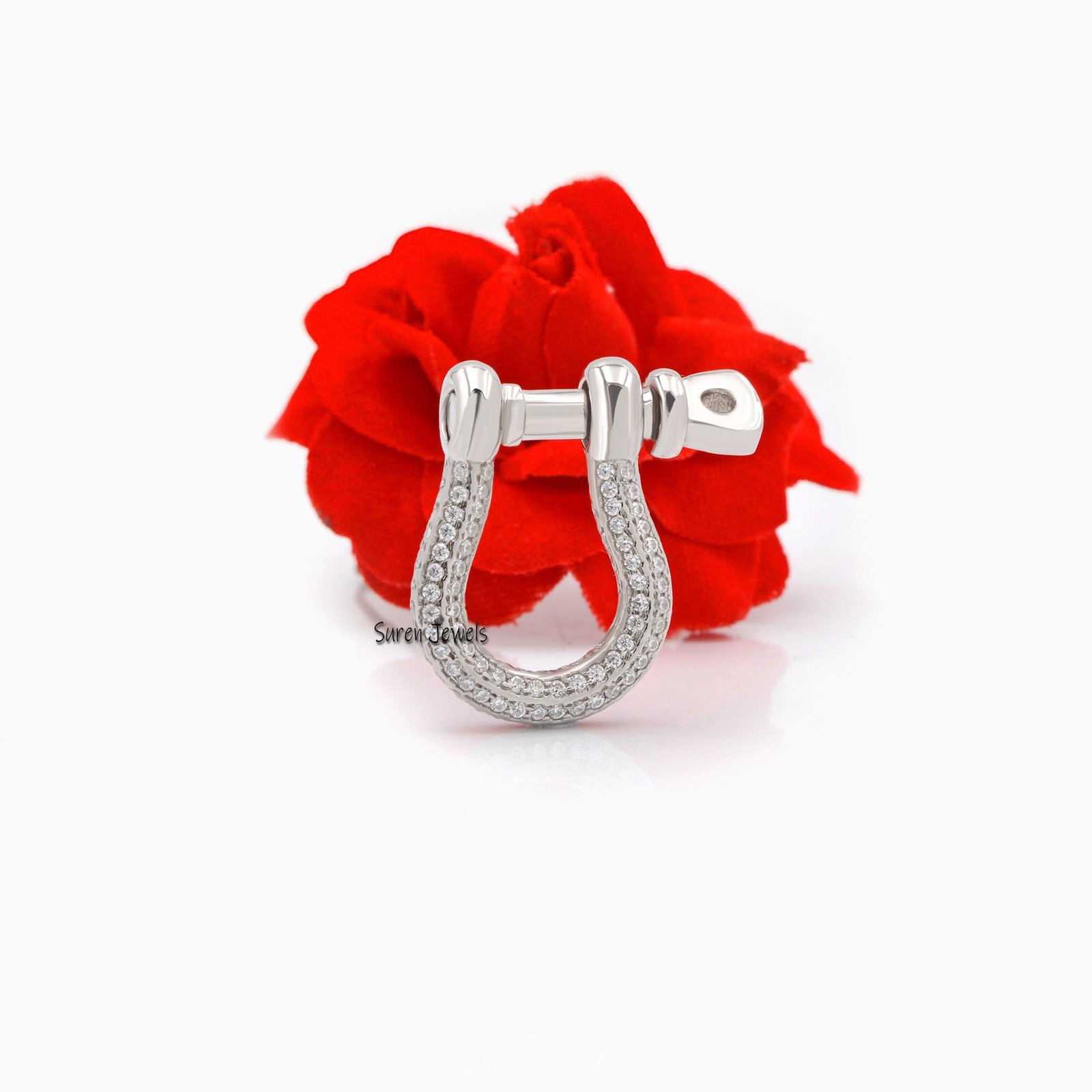 14K Gold Plated Shackle Lock: 925 Silver Anchor Charm Holder - Suren Jewels | SKU: SJP842 14K Gold Plated Shackle Lock: 925 Silver Anchor Charm Holder - Suren Jewels | SKU: SJP842