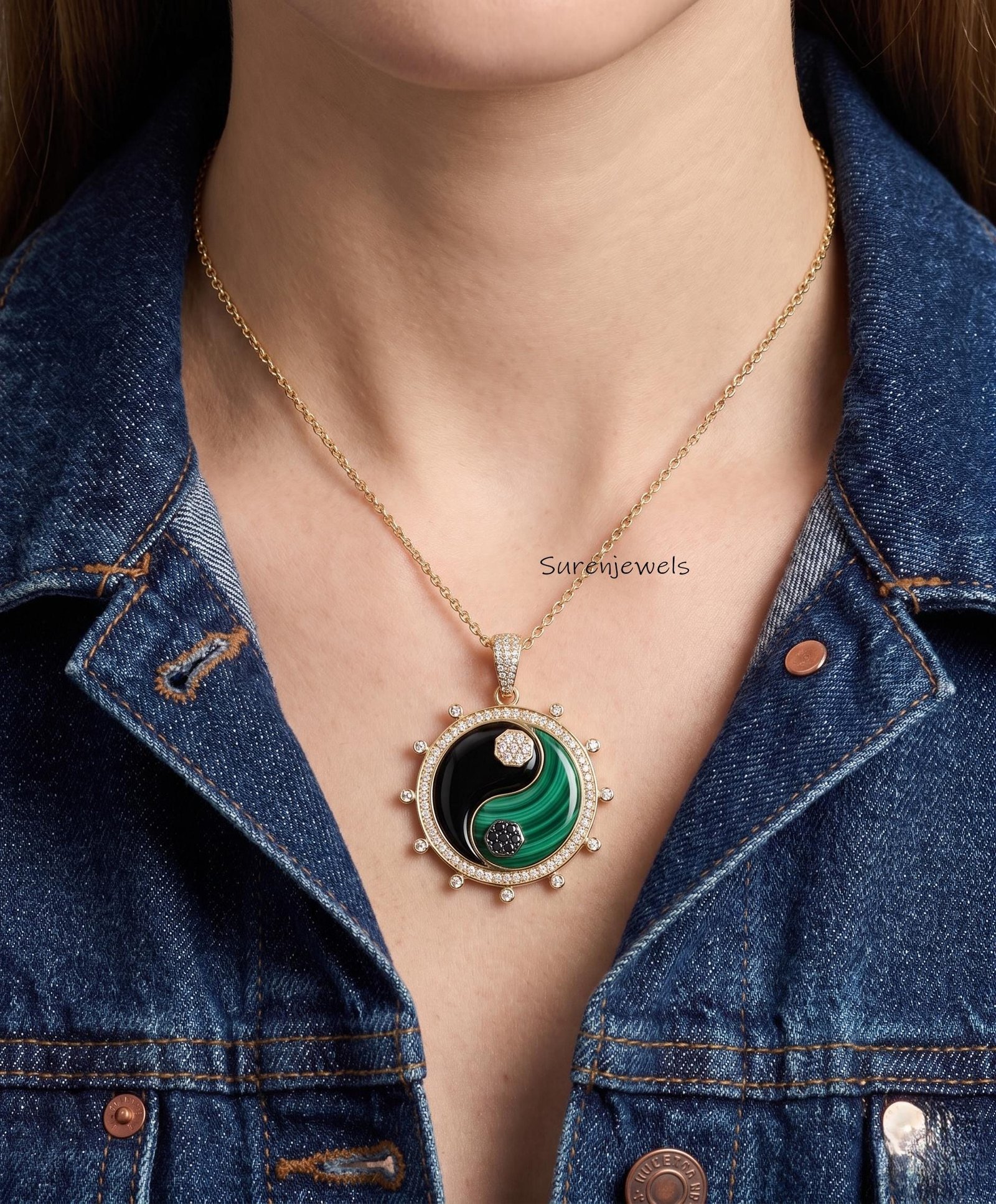 14k Gold Plated Yin Yang Pendant, Double Stone Yin Yang Pendant, Handmade Gemstone Spiritual Balance Jewelry - Suren Jewels | 14k Gold Plated Yin Yang Pendant, Double Stone Yin Yang Pendant, Handmade Gemstone Spiritual Balance Jewelry - Suren Jewels |