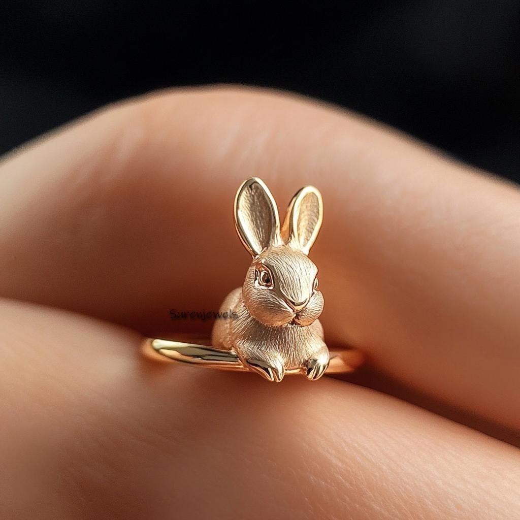 14k Gold Rabbit Ring: Dainty Bunny Animal Jewelry - Suren Jewels | SKU: SJR2886-SLYG-US-6,SJR3037-SLWGBKCZ-US-10,SJR 14k Gold Rabbit Ring: Dainty Bunny Animal Jewelry - Suren Jewels | SKU: SJR2886-SLYG-US-6,SJR3037-SLWGBKCZ-US-10,SJR