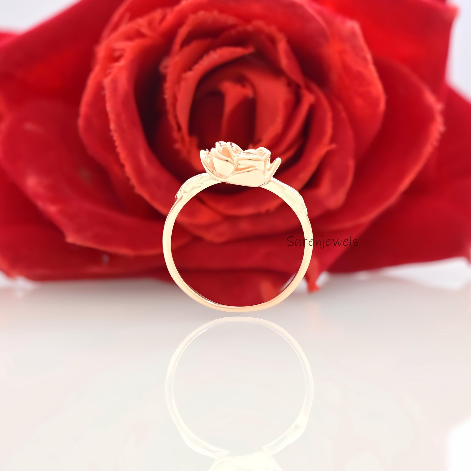 14k Gold Rose Ring: Dainty Flower Jewelry - View 6 - Suren Jewels | SKU: SJR2947-SLYGCZ-US-6,SJR2996-SLYGCZ-US-7.5 14k Gold Rose Ring: Dainty Flower Jewelry - View 6 - Suren Jewels | SKU: SJR2947-SLYGCZ-US-6,SJR2996-SLYGCZ-US-7.5