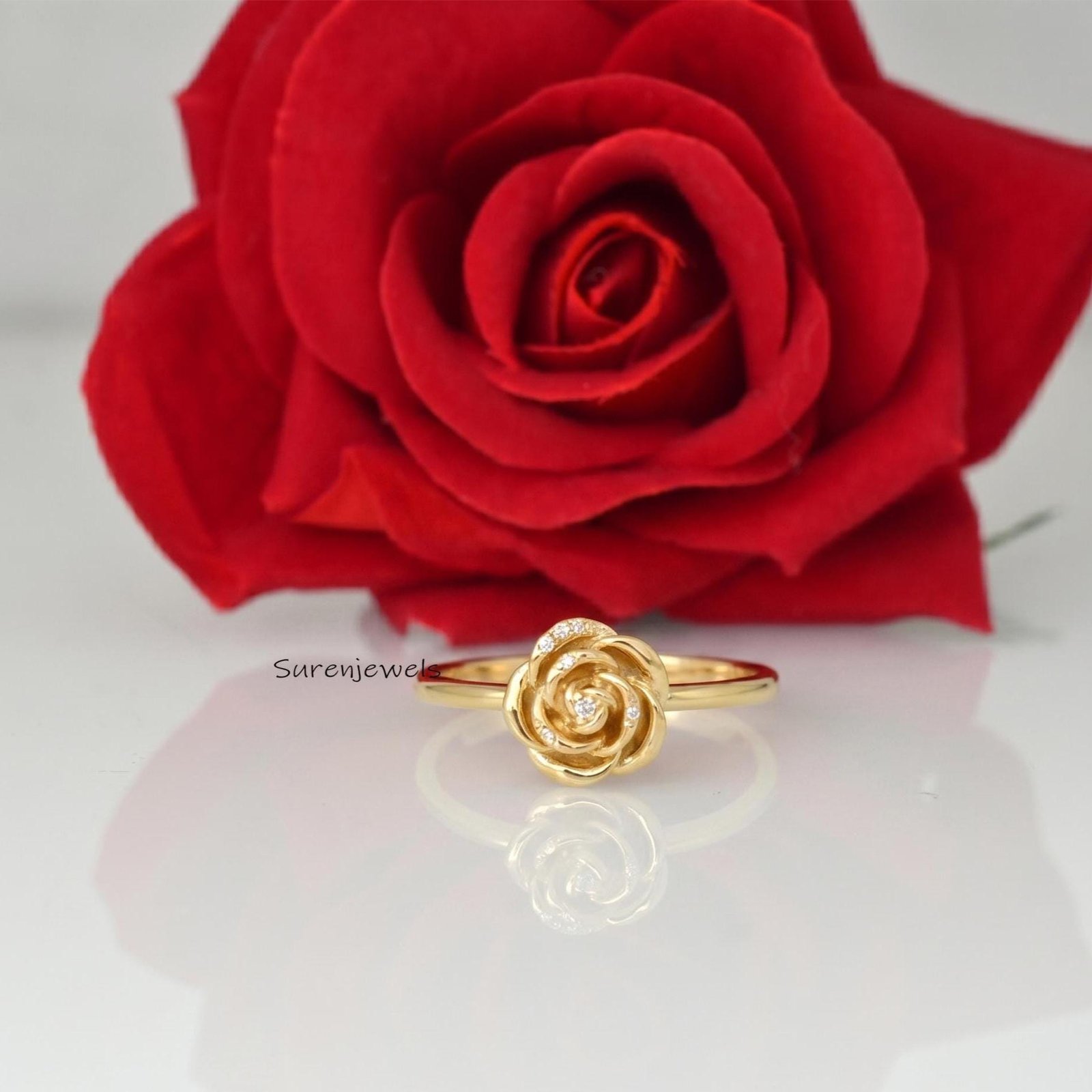 14k Gold Rose Ring, Gold Flower Ring, Yellow Gold Rose Ring, Minimalist Rose Ring, Rose Flower Jewelry, Dainty Gold Rose Ring 14k Gold Rose Ring, Gold Flower Ring, Yellow Gold Rose Ring, Minimalist Rose Ring, Rose Flower Jewelry, Dainty Gold Rose Ring