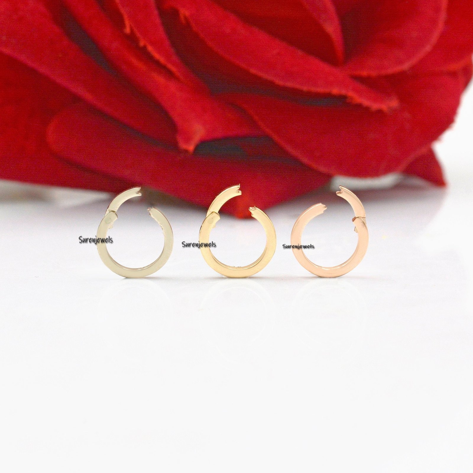 14K Gold Round Charm Holder Enhancer: Circle Charm Connector (10mm) - Suren Jewels | SKU: SJF119- 14K Gold Round Charm Holder Enhancer: Circle Charm Connector (10mm) - Suren Jewels | SKU: SJF119-