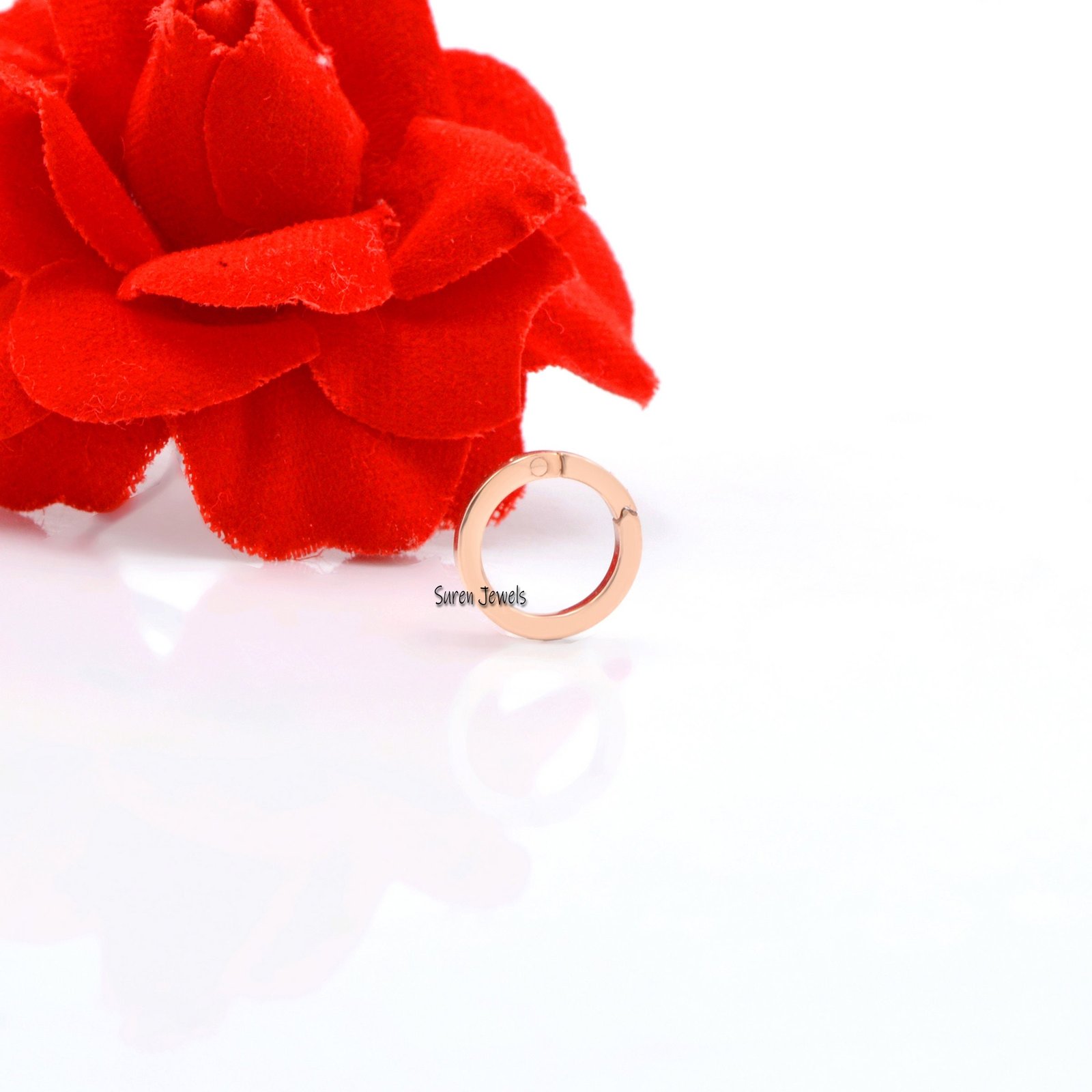 14K Gold Round Charm Holder Enhancer: Circle Charm Connector (10mm) - View 3 - Suren Jewels | SKU: SJF119- 14K Gold Round Charm Holder Enhancer: Circle Charm Connector (10mm) - View 3 - Suren Jewels | SKU: SJF119-