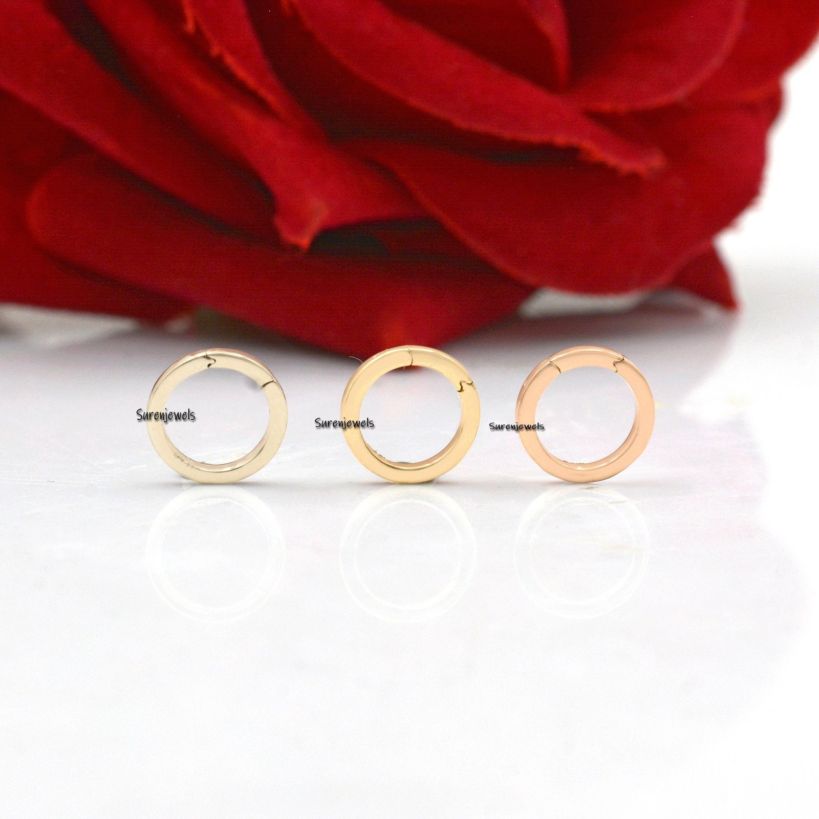 14K Gold Round Charm Holder Enhancer: Circle Charm Connector (10mm) - View 4 - Suren Jewels | SKU: SJF119- 14K Gold Round Charm Holder Enhancer: Circle Charm Connector (10mm) - View 4 - Suren Jewels | SKU: SJF119-