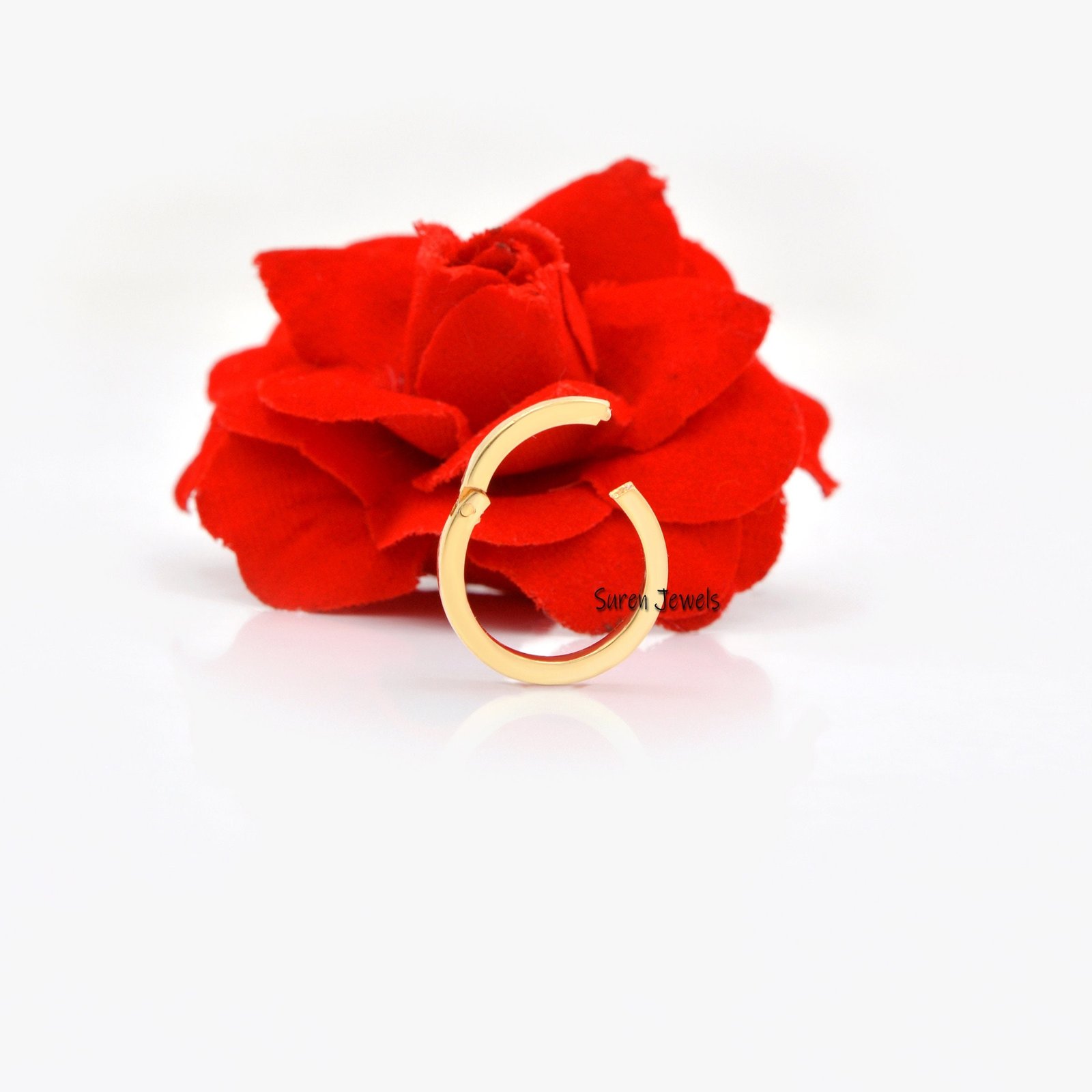 14K Gold Round Charm Holder: Thick Link Circle Enhancer (15x15 mm) - Suren Jewels | SKU: SJP447-SLYG-N47-18I 14K Gold Round Charm Holder: Thick Link Circle Enhancer (15x15 mm) - Suren Jewels | SKU: SJP447-SLYG-N47-18I