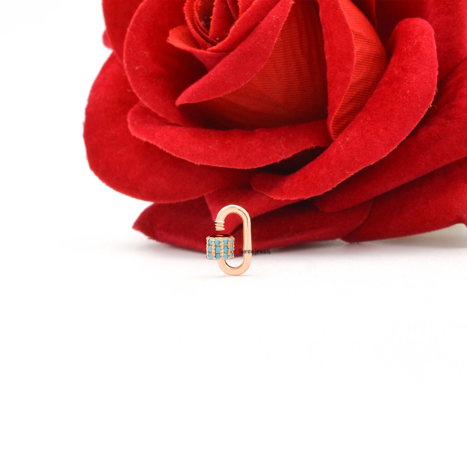 14k Gold Ruby Carabiner Lock, Dainty Charm Lock (12x6MM) - View 6 - Suren Jewels | SKU: SJC132- 14k Gold Ruby Carabiner Lock, Dainty Charm Lock (12x6MM) - View 6 - Suren Jewels | SKU: SJC132-