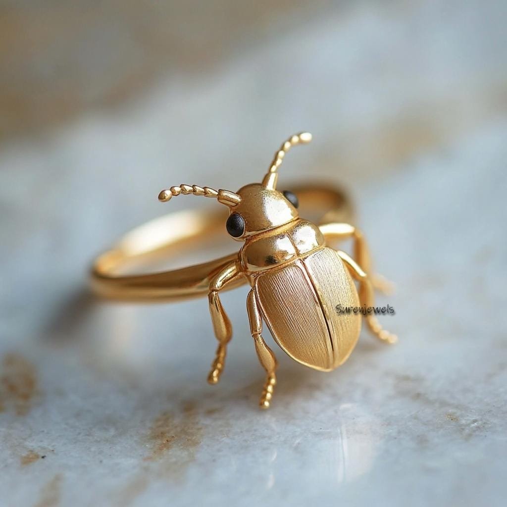 14k Gold Scarab Beetle Ring: Egyptian Revival Amulet - Suren Jewels | SKU: SJR2984-SLWGBKCZ-US-6,SJR2893-SLNS-US-10,SJR2936-S 14k Gold Scarab Beetle Ring: Egyptian Revival Amulet - Suren Jewels | SKU: SJR2984-SLWGBKCZ-US-6,SJR2893-SLNS-US-10,SJR2936-S