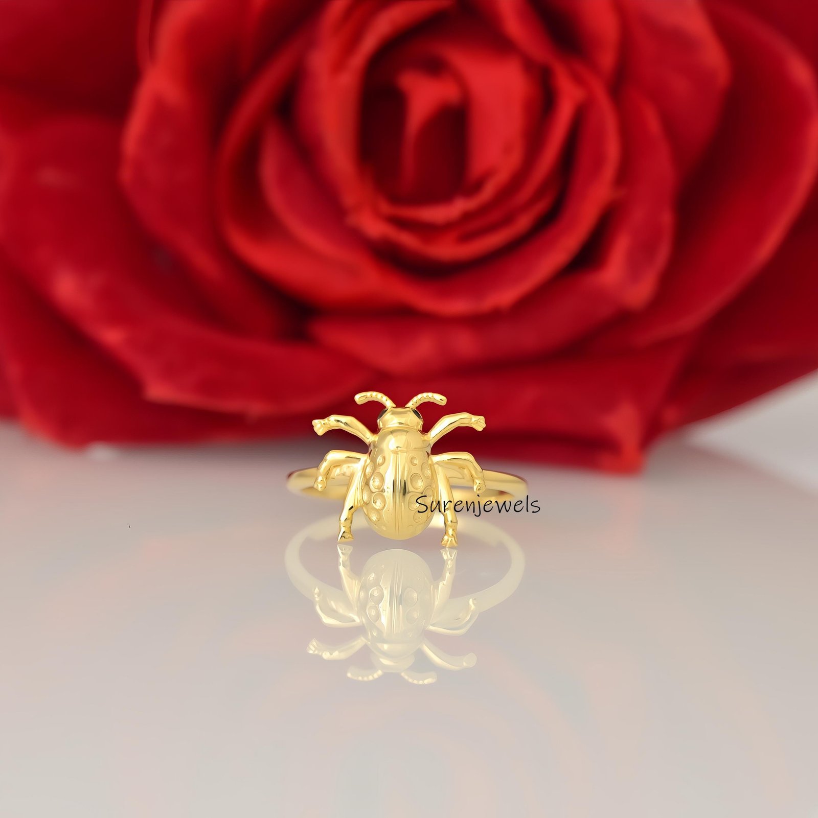 14k Gold Scarab Beetle Ring: Egyptian Revival Amulet - View 4 - Suren Jewels | SKU: SJR2984-SLWGBKCZ-US-6,SJR2893-SLNS-US-10, 14k Gold Scarab Beetle Ring: Egyptian Revival Amulet - View 4 - Suren Jewels | SKU: SJR2984-SLWGBKCZ-US-6,SJR2893-SLNS-US-10,