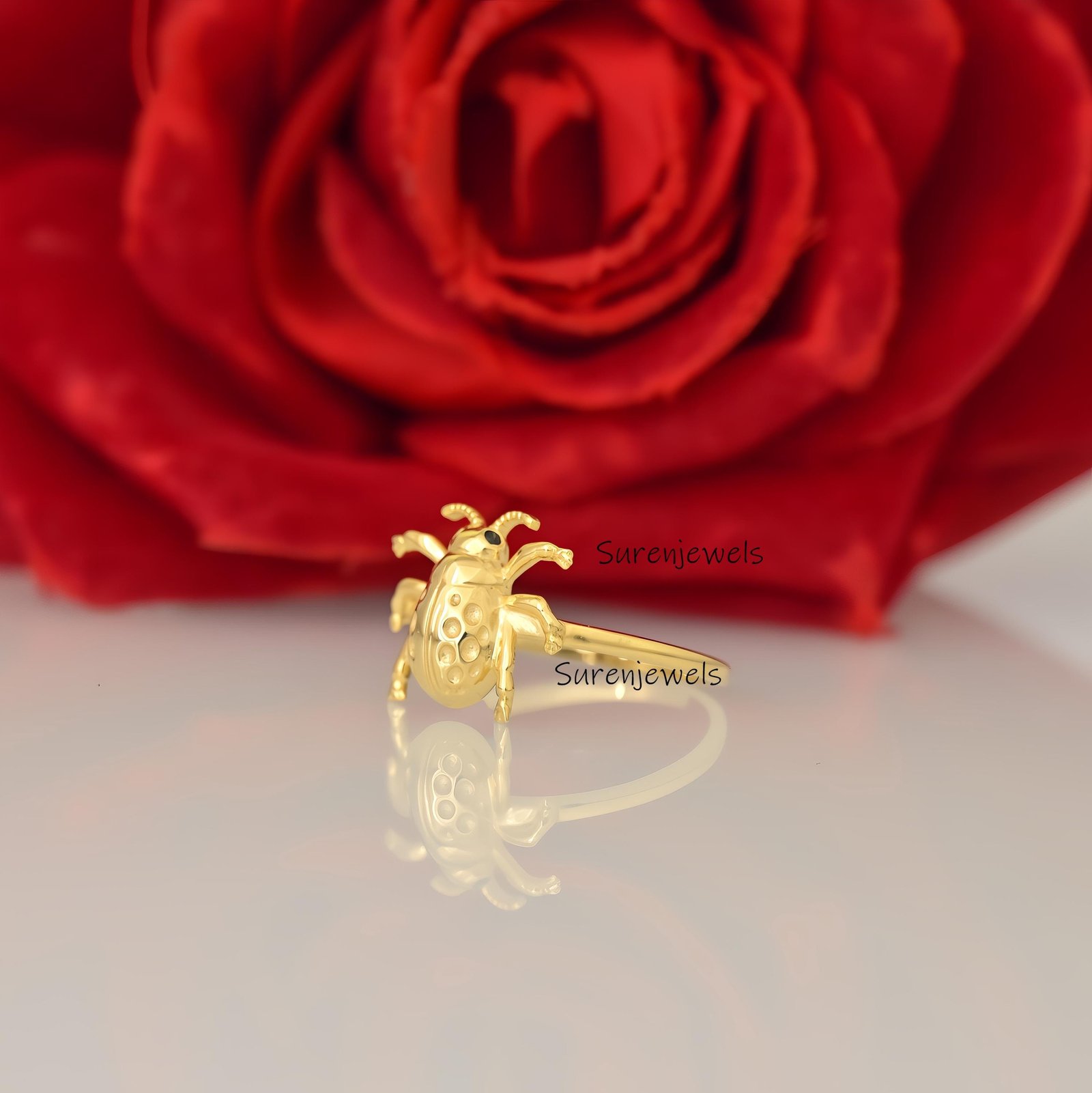 14k Gold Scarab Beetle Ring: Egyptian Revival Amulet - View 7 - Suren Jewels | SKU: SJR2984-SLWGBKCZ-US-6,SJR2893-SLNS-US-10, 14k Gold Scarab Beetle Ring: Egyptian Revival Amulet - View 7 - Suren Jewels | SKU: SJR2984-SLWGBKCZ-US-6,SJR2893-SLNS-US-10,