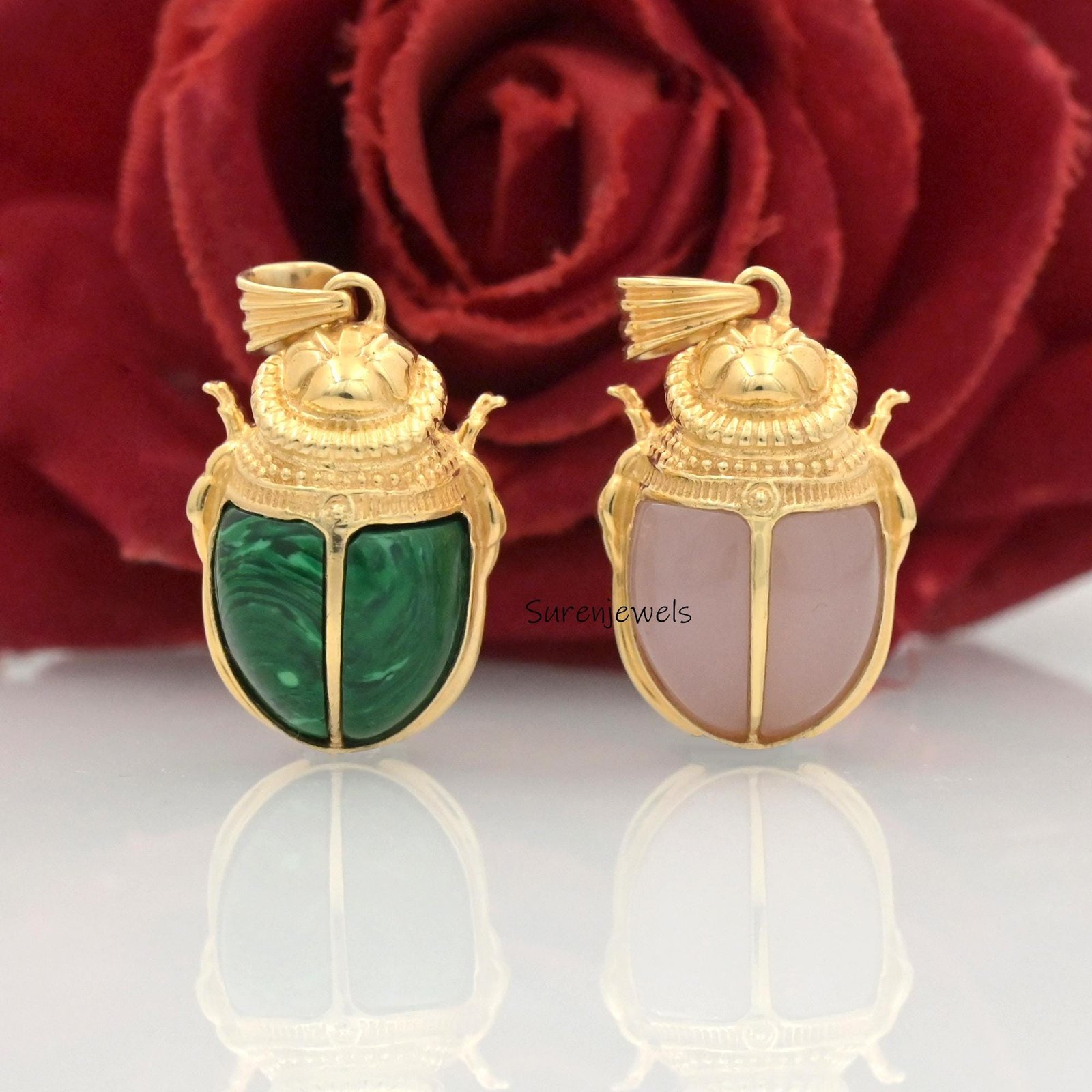 14K Gold Scarab Pendant: Hand Carved Egyptian Beetle Amulet - Suren Jewels | SKU: SJP4356-SLNSAZ-35M,SJP5089-SLRGRQ-30M,SJP44 14K Gold Scarab Pendant: Hand Carved Egyptian Beetle Amulet - Suren Jewels | SKU: SJP4356-SLNSAZ-35M,SJP5089-SLRGRQ-30M,SJP44