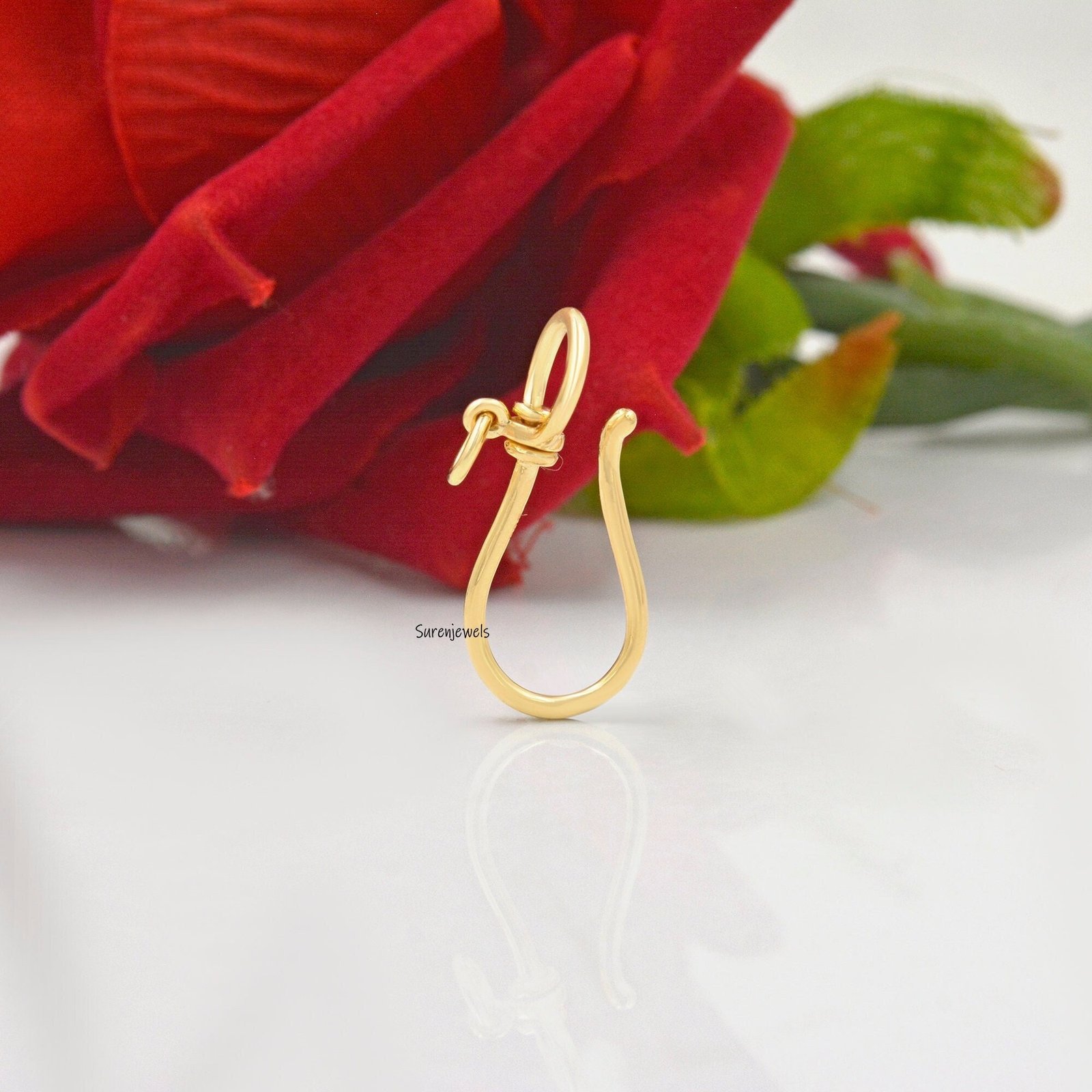 14K Gold Shepherds Hook Pendant: Charm Holder, Anchor Enhancer - Suren Jewels | SKU: SJP1195-SLYG 14K Gold Shepherds Hook Pendant: Charm Holder, Anchor Enhancer - Suren Jewels | SKU: SJP1195-SLYG