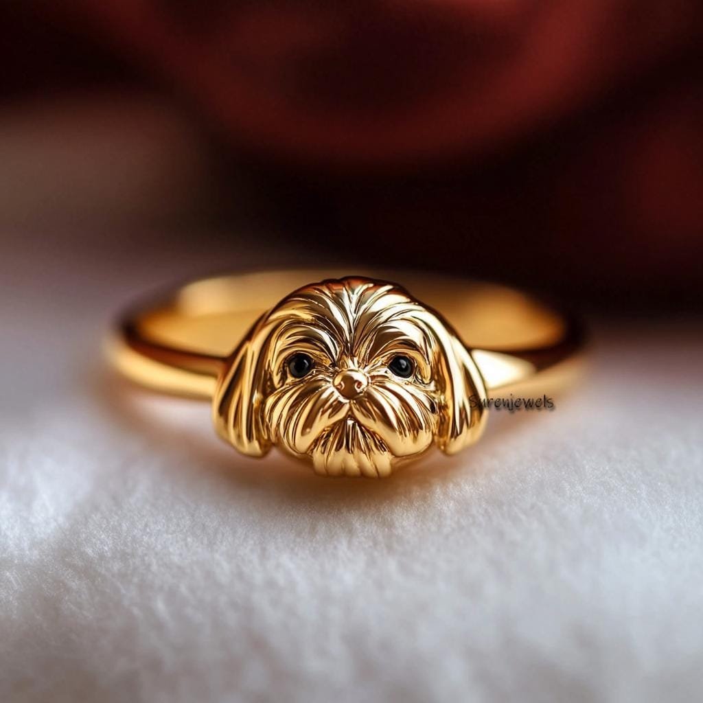 14k Gold Shih Tzu Ring: Dainty Animal Jewelry - Suren Jewels | SKU: SJR2911-SLYGBKCZ-US-10,SJR2909-SLNSBKCZ-US-7,SJR2911,SJR2 14k Gold Shih Tzu Ring: Dainty Animal Jewelry - Suren Jewels | SKU: SJR2911-SLYGBKCZ-US-10,SJR2909-SLNSBKCZ-US-7,SJR2911,SJR2