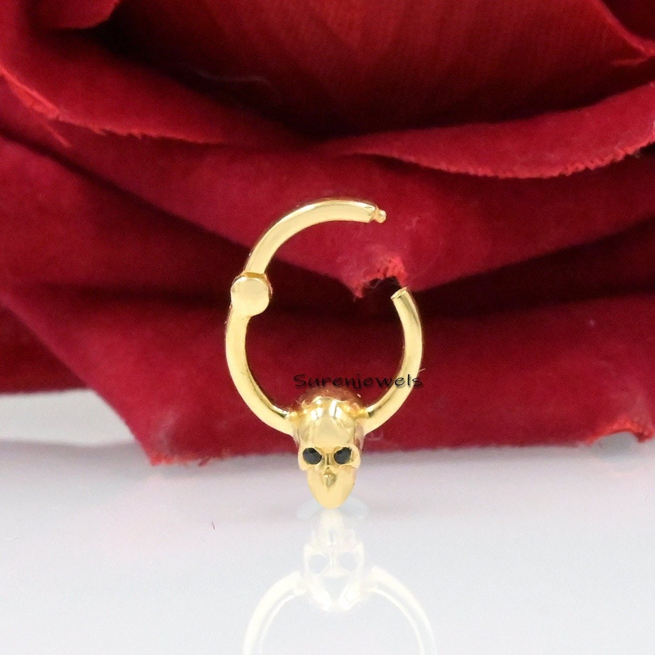 14k Gold Skull Charm Enhancer Lock: Cubic Zircon Connector - Suren Jewels | SKU: SJD10 14k Gold Skull Charm Enhancer Lock: Cubic Zircon Connector - Suren Jewels | SKU: SJD10