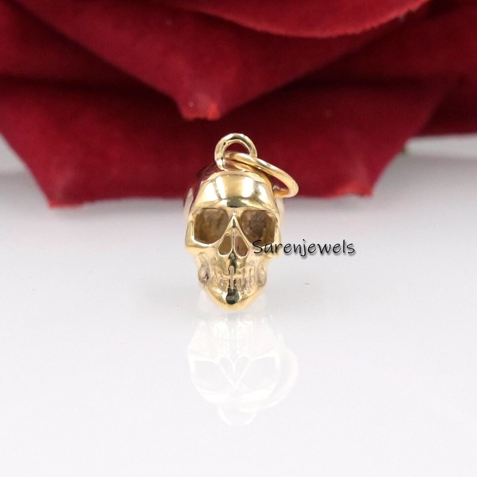 14K Gold Skull Pendant: Memento Mori Jewelry - Suren Jewels | SKU: SJP2624- 14K Gold Skull Pendant: Memento Mori Jewelry - Suren Jewels | SKU: SJP2624-