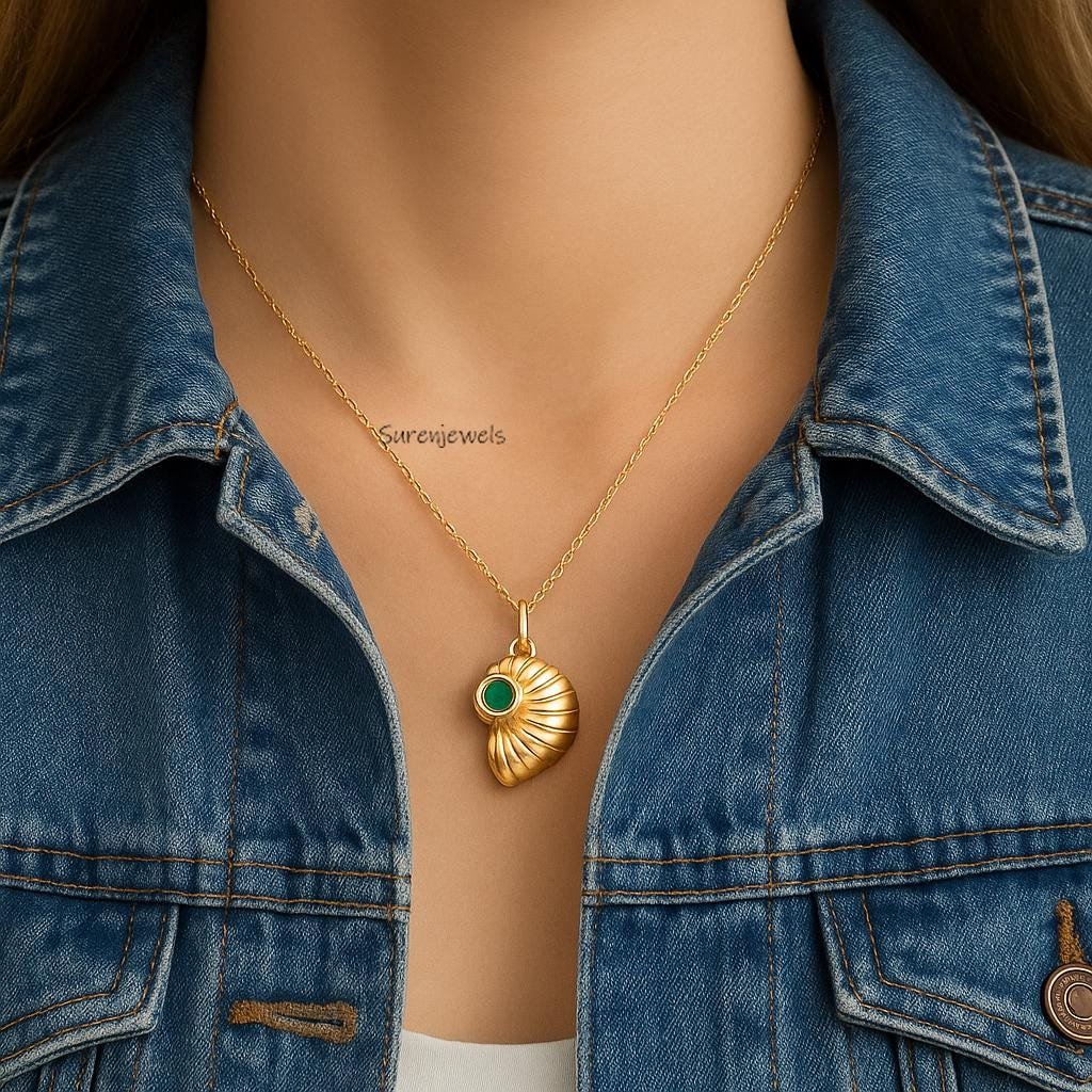14k Gold Snail Shell Pendant: Designer Spiral Jewelry - View 2 - Suren Jewels | SKU: SJP6079- 14k Gold Snail Shell Pendant: Designer Spiral Jewelry - View 2 - Suren Jewels | SKU: SJP6079-