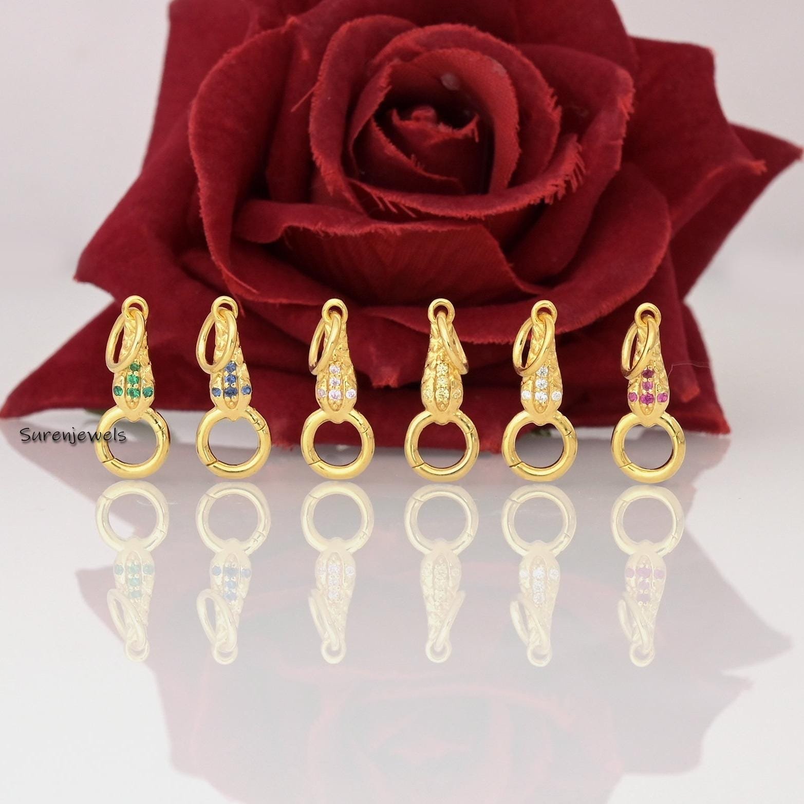 14k Gold Snake Charm Link, Charm Holder Enhancer - Suren Jewels | SKU: SJP1480-9KYGDI 14k Gold Snake Charm Link, Charm Holder Enhancer - Suren Jewels | SKU: SJP1480-9KYGDI