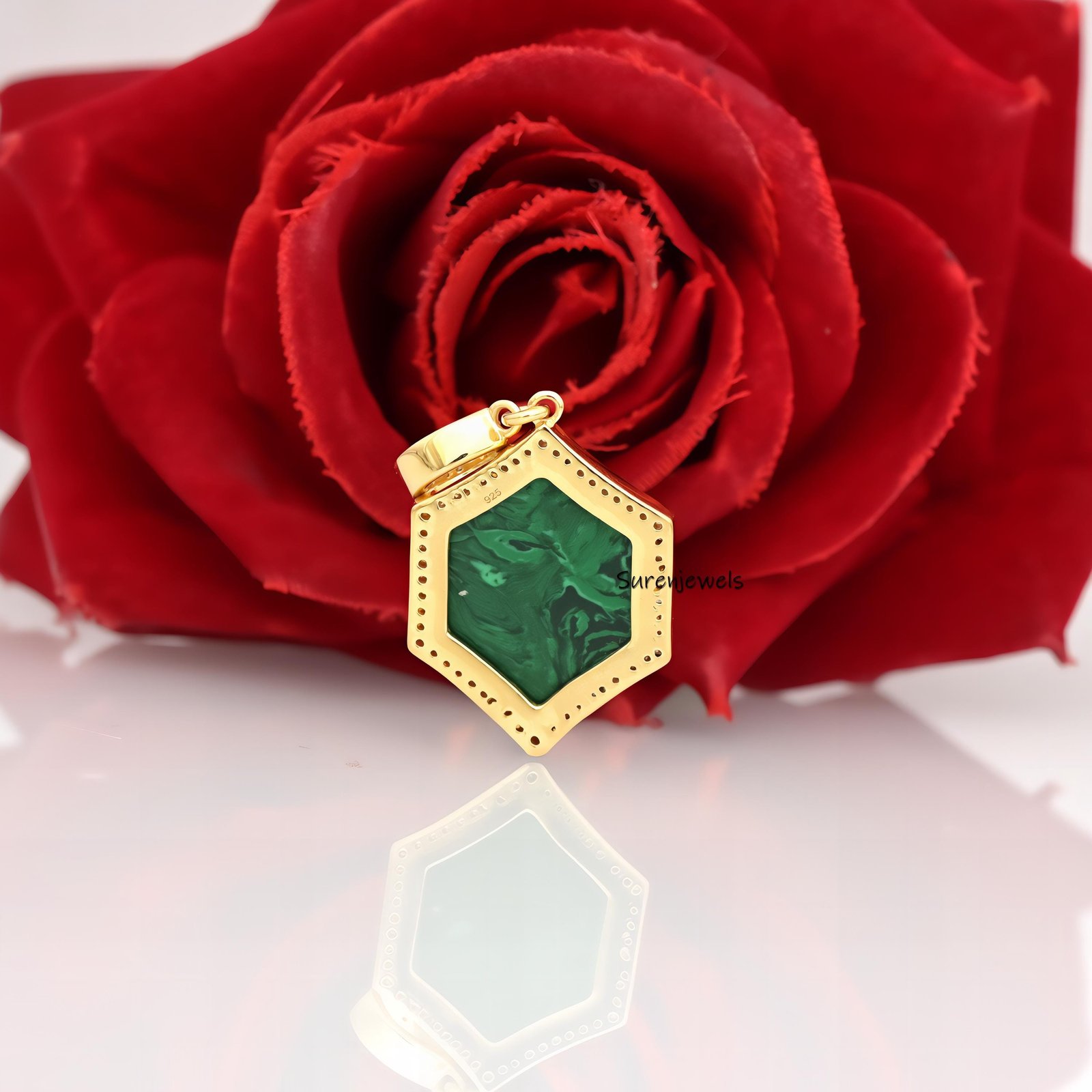 14k Gold Star Moon Hexagon Pendant: Handmade Designer Charm - View 4 - Suren Jewels | SKU: SJP4189-SLYGMKCZ-25M 14k Gold Star Moon Hexagon Pendant: Handmade Designer Charm - View 4 - Suren Jewels | SKU: SJP4189-SLYGMKCZ-25M