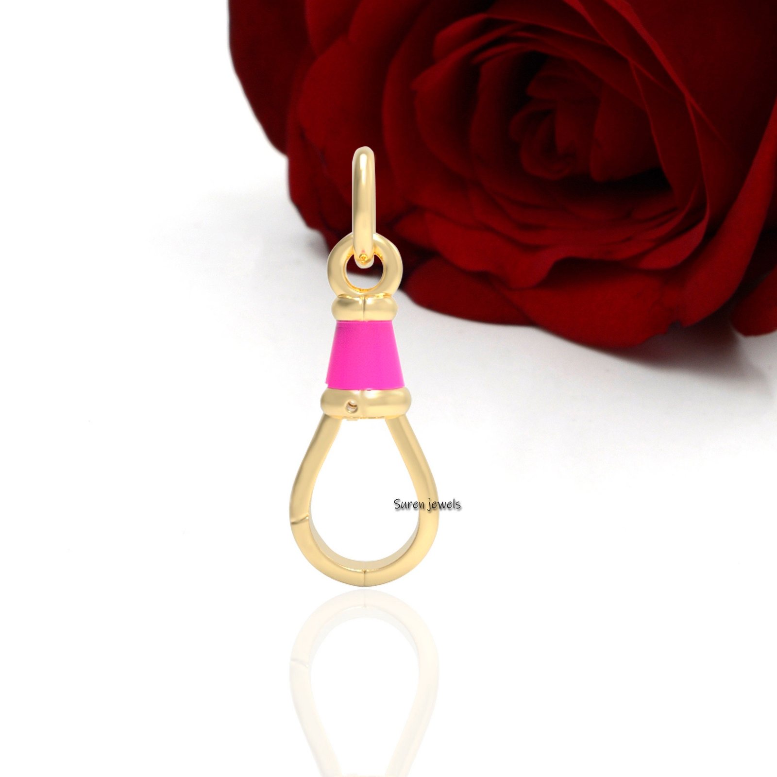 14K Gold Swivel Clasp with Enamel: Charm Holder Pendant - Suren Jewels | SKU: SJF09-9KYGELR 14K Gold Swivel Clasp with Enamel: Charm Holder Pendant - Suren Jewels | SKU: SJF09-9KYGELR