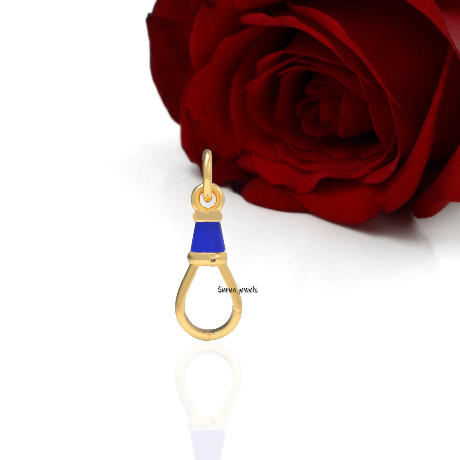14K Gold Swivel Clasp with Enamel: Charm Holder Pendant - View 4 - Suren Jewels | SKU: SJF09-9KYGELR 14K Gold Swivel Clasp with Enamel: Charm Holder Pendant - View 4 - Suren Jewels | SKU: SJF09-9KYGELR