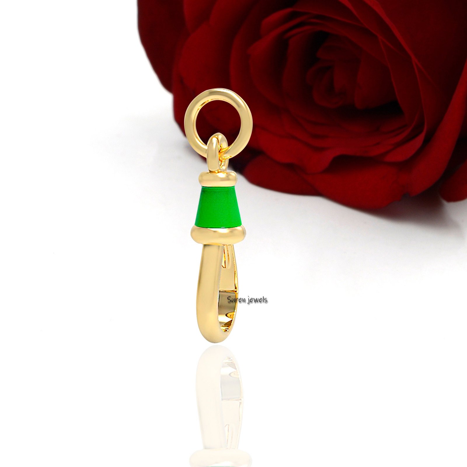 14K Gold Swivel Clasp with Enamel: Charm Holder Pendant - View 5 - Suren Jewels | SKU: SJF09-9KYGELR 14K Gold Swivel Clasp with Enamel: Charm Holder Pendant - View 5 - Suren Jewels | SKU: SJF09-9KYGELR