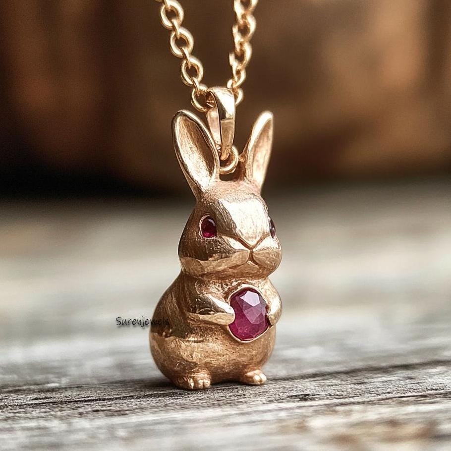 14K Gold Textured Rabbit Pendant: Animal Silver Bunny Charm - Suren Jewels | SKU: SJP4357-SLYGRUCZ-25M 14K Gold Textured Rabbit Pendant: Animal Silver Bunny Charm - Suren Jewels | SKU: SJP4357-SLYGRUCZ-25M