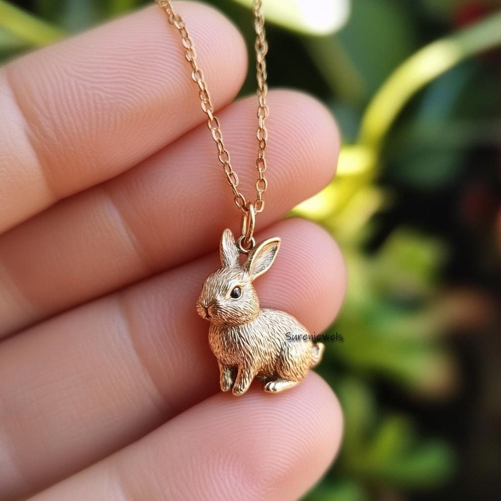 14K Gold Textured Rabbit Pendant: Designer Animal Charm - Suren Jewels | SKU: SJP4505-SLNSBKCZ-25M,SJP4530-SLRGBKCZ-25M 14K Gold Textured Rabbit Pendant: Designer Animal Charm - Suren Jewels | SKU: SJP4505-SLNSBKCZ-25M,SJP4530-SLRGBKCZ-25M