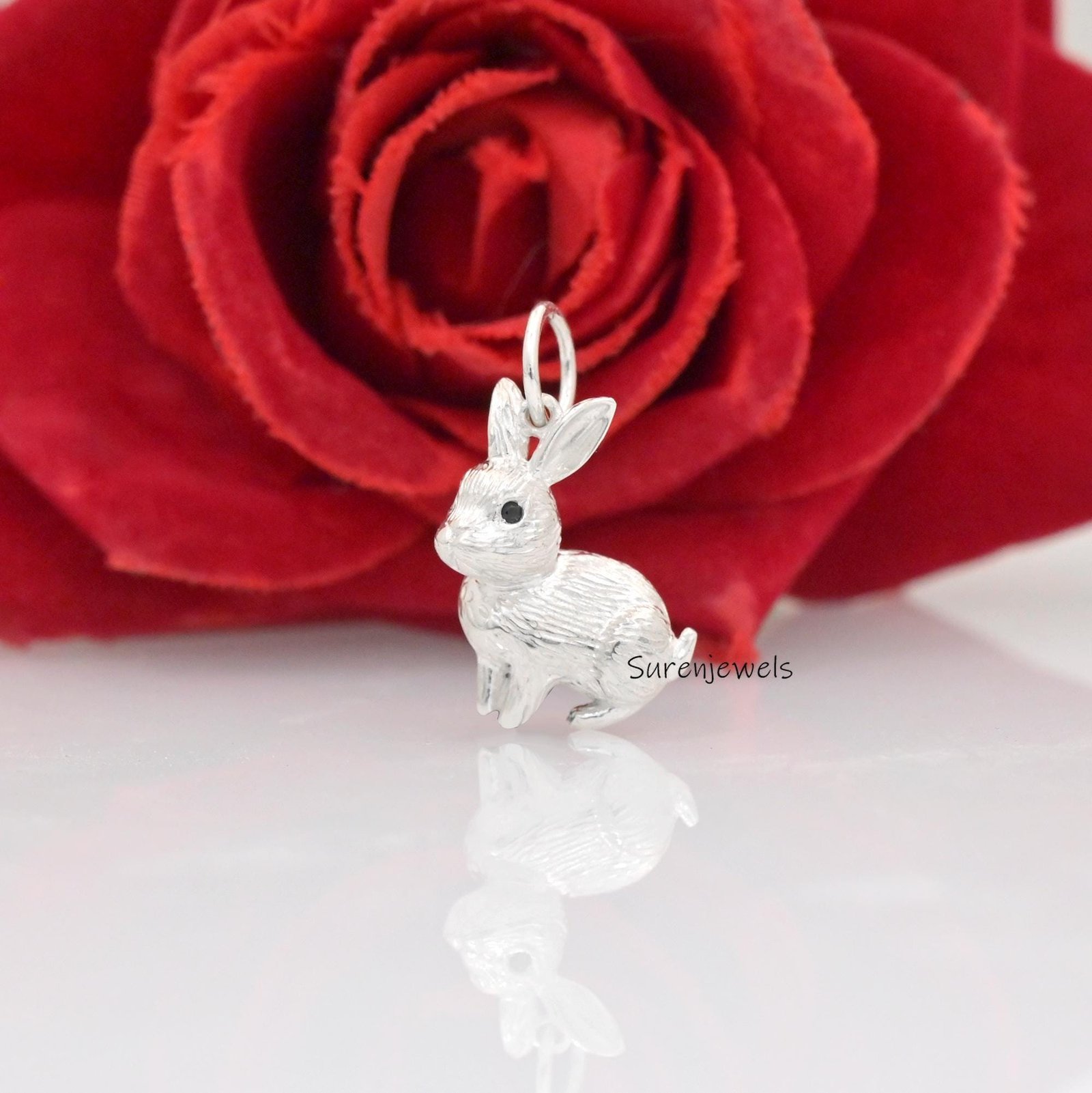 14K Gold Textured Rabbit Pendant: Designer Animal Charm - View 3 - Suren Jewels | SKU: SJP4505-SLNSBKCZ-25M,SJP4530-SLRGBKCZ- 14K Gold Textured Rabbit Pendant: Designer Animal Charm - View 3 - Suren Jewels | SKU: SJP4505-SLNSBKCZ-25M,SJP4530-SLRGBKCZ-