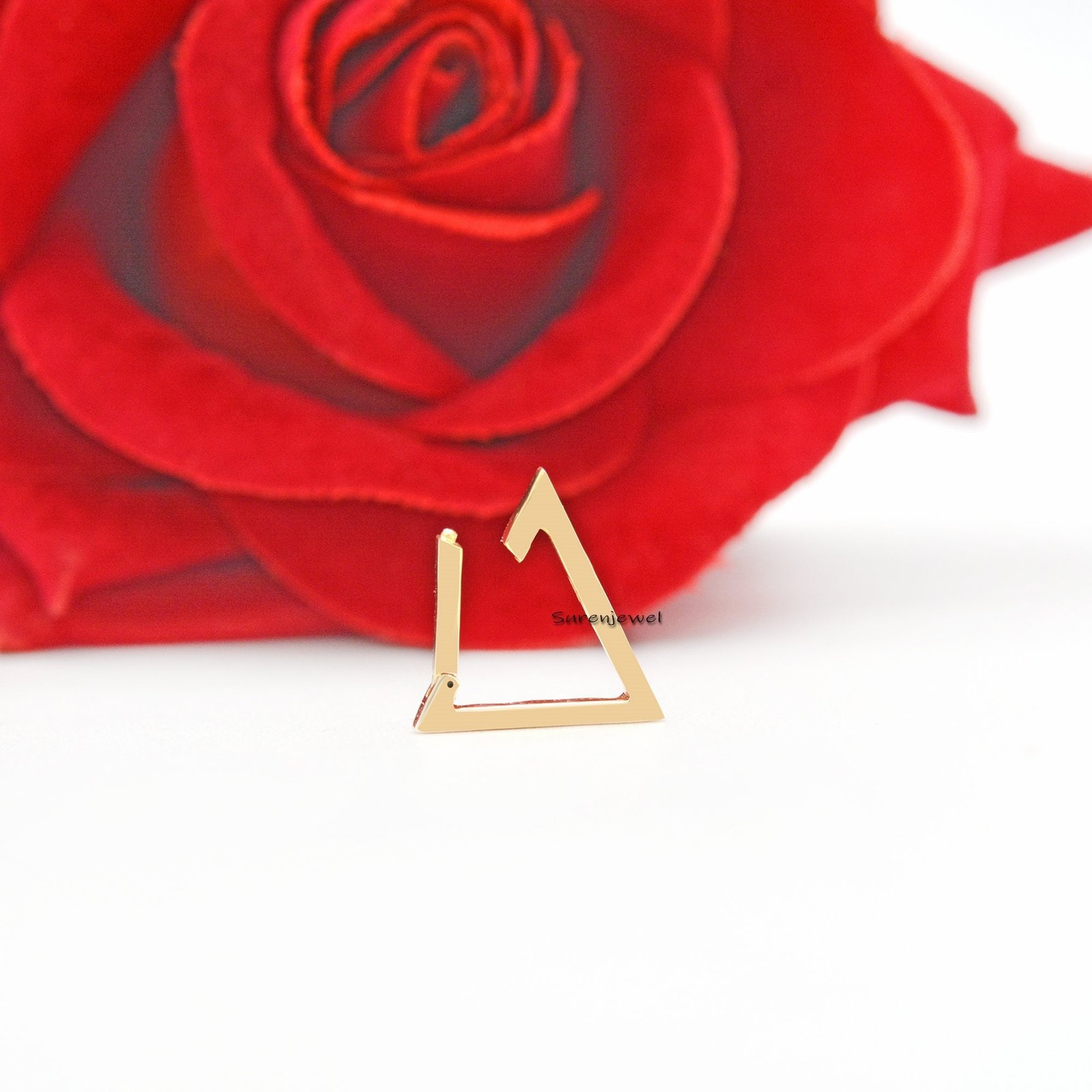 14k Gold Triangle Charm Holder: Snap Lock Pendant (15x15 MM) - Suren Jewels | SKU: SJP450-SLYG 14k Gold Triangle Charm Holder: Snap Lock Pendant (15x15 MM) - Suren Jewels | SKU: SJP450-SLYG