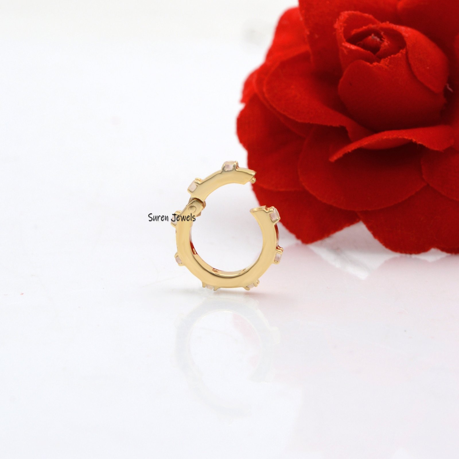 14k Gold Turquoise Charm Enhancer: Round Charm Lock - View 3 - Suren Jewels | SKU: SJP529-14KYGTQ-12M 14k Gold Turquoise Charm Enhancer: Round Charm Lock - View 3 - Suren Jewels | SKU: SJP529-14KYGTQ-12M