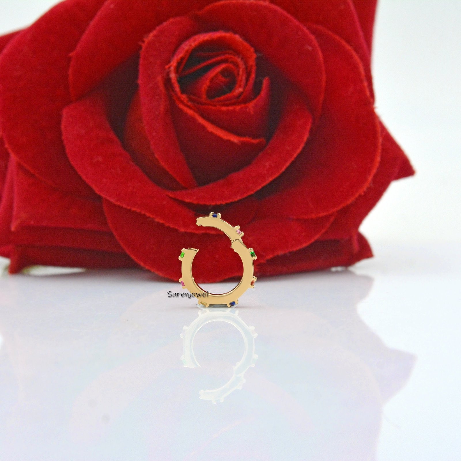 14k Gold Turquoise Charm Enhancer: Round Charm Lock - View 6 - Suren Jewels | SKU: SJP529-14KYGTQ-12M 14k Gold Turquoise Charm Enhancer: Round Charm Lock - View 6 - Suren Jewels | SKU: SJP529-14KYGTQ-12M