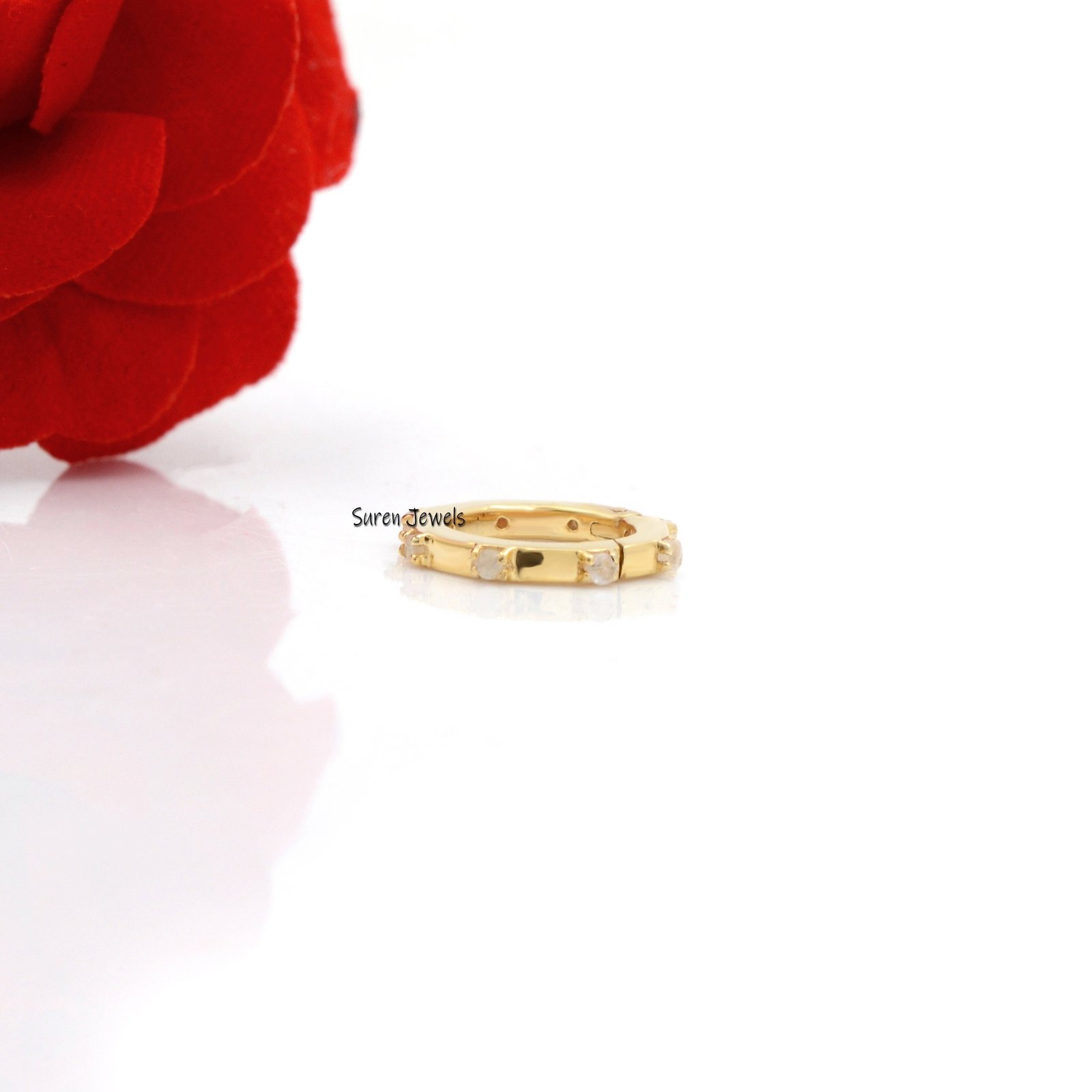 14k Gold Turquoise Charm Enhancer: Round Charm Lock - View 7 - Suren Jewels | SKU: SJP529-14KYGTQ-12M 14k Gold Turquoise Charm Enhancer: Round Charm Lock - View 7 - Suren Jewels | SKU: SJP529-14KYGTQ-12M