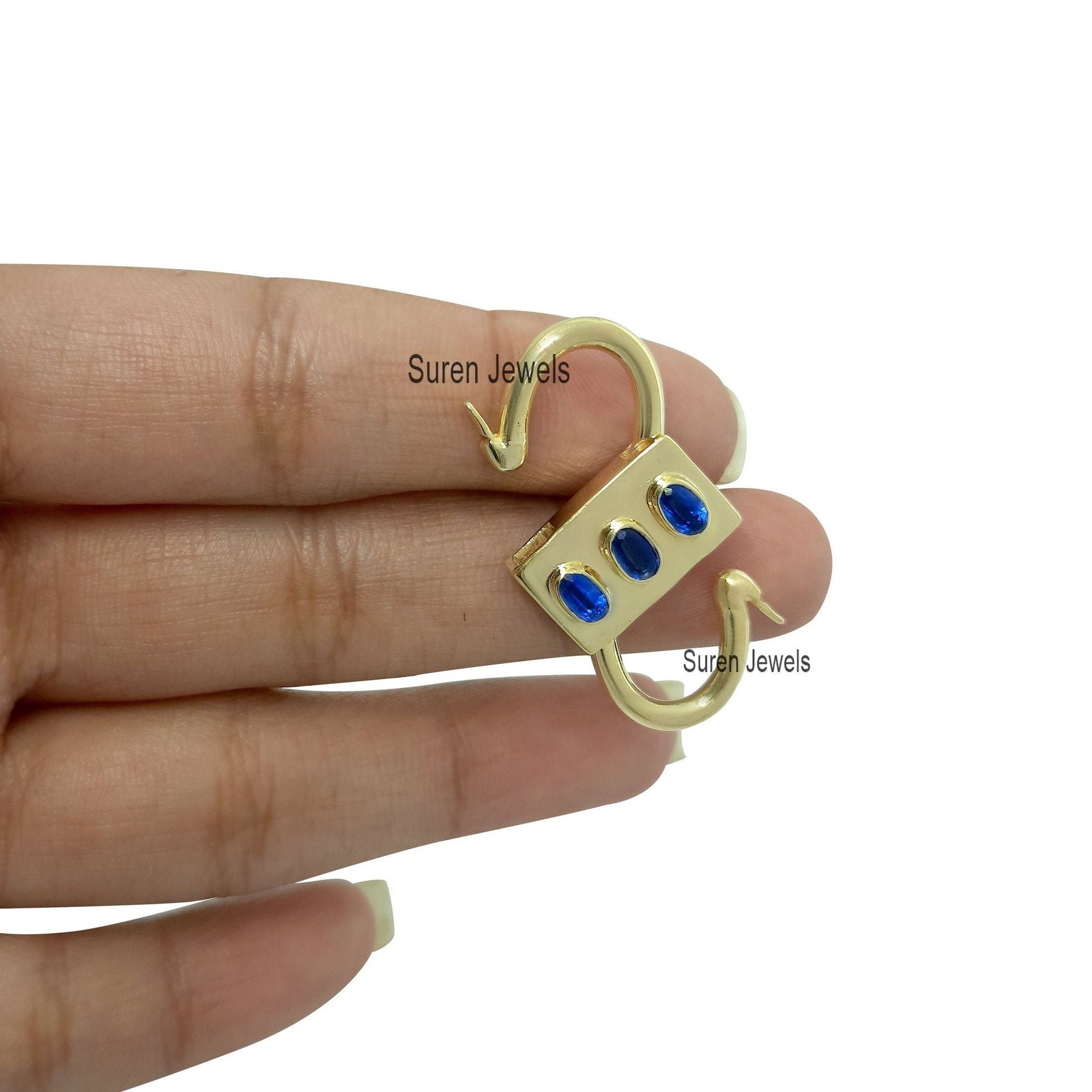 14K Gold Vermeil Heart Padlock: Handmade Turquoise Jewelry - View 4 - Suren Jewels | SKU: SJP31-SLYGKT 14K Gold Vermeil Heart Padlock: Handmade Turquoise Jewelry - View 4 - Suren Jewels | SKU: SJP31-SLYGKT