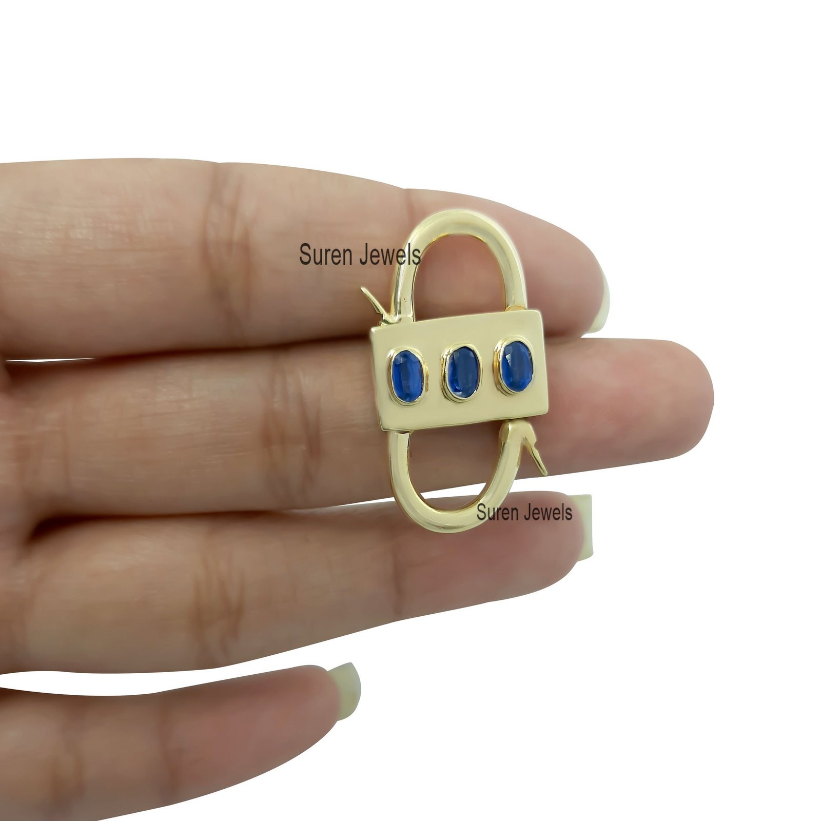 14K Gold Vermeil Heart Padlock: Handmade Turquoise Jewelry - View 7 - Suren Jewels | SKU: SJP31-SLYGKT 14K Gold Vermeil Heart Padlock: Handmade Turquoise Jewelry - View 7 - Suren Jewels | SKU: SJP31-SLYGKT