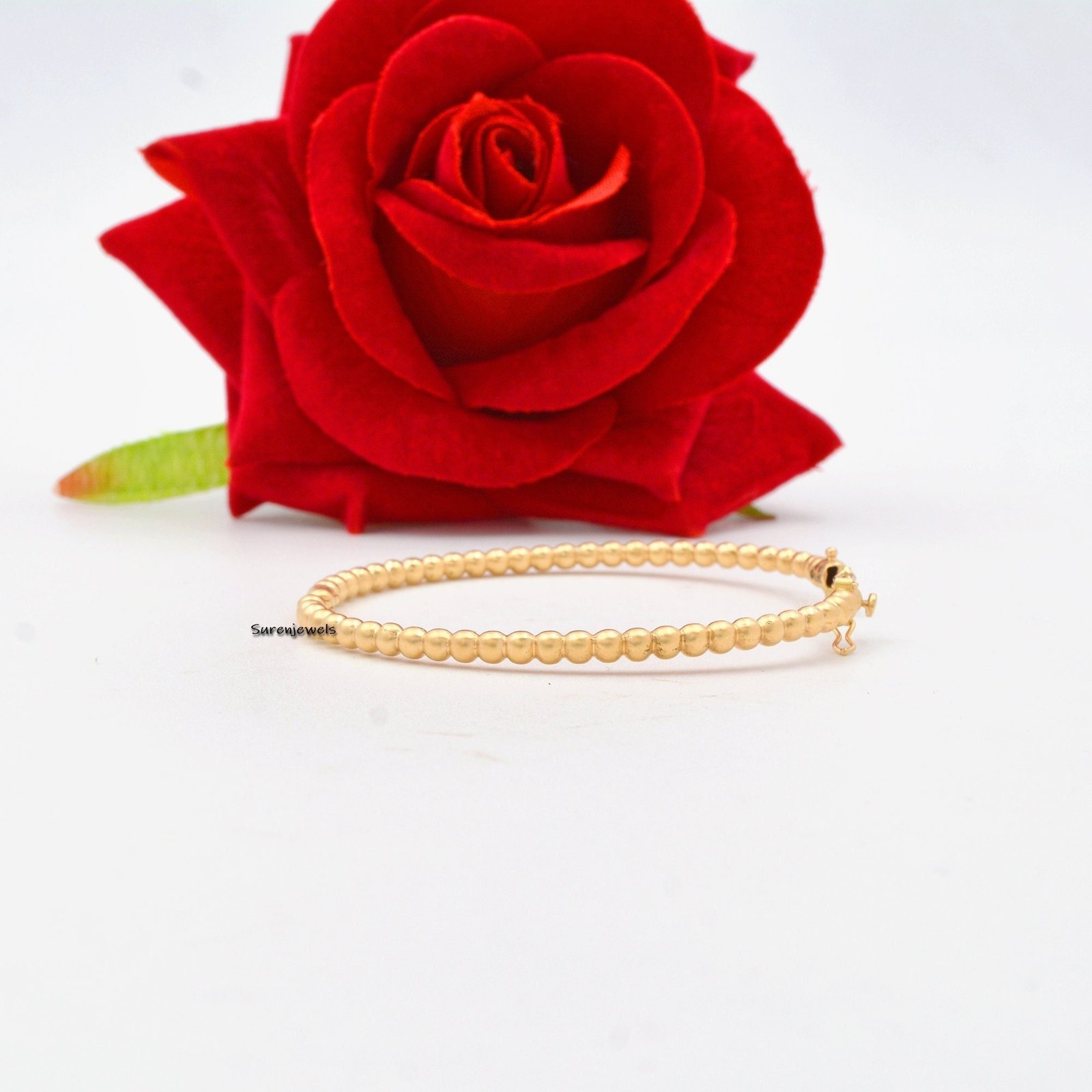 14k Solid Gold Bubble Beaded Bangle: Handmade Yellow Gold - Suren Jewels | SKU: SJB55-14KYG 14k Solid Gold Bubble Beaded Bangle: Handmade Yellow Gold - Suren Jewels | SKU: SJB55-14KYG