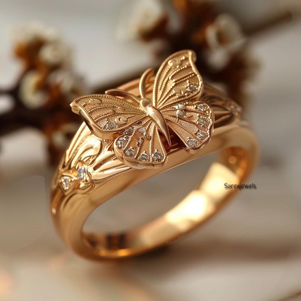 14K Solid Gold Butterfly Ring: Moissanite Animal Jewelry - Suren Jewels | SKU: SJR3190-SLYGCZ-US-9,SJR2766-SLYGCZ-US-7,SJR276 14K Solid Gold Butterfly Ring: Moissanite Animal Jewelry - Suren Jewels | SKU: SJR3190-SLYGCZ-US-9,SJR2766-SLYGCZ-US-7,SJR276