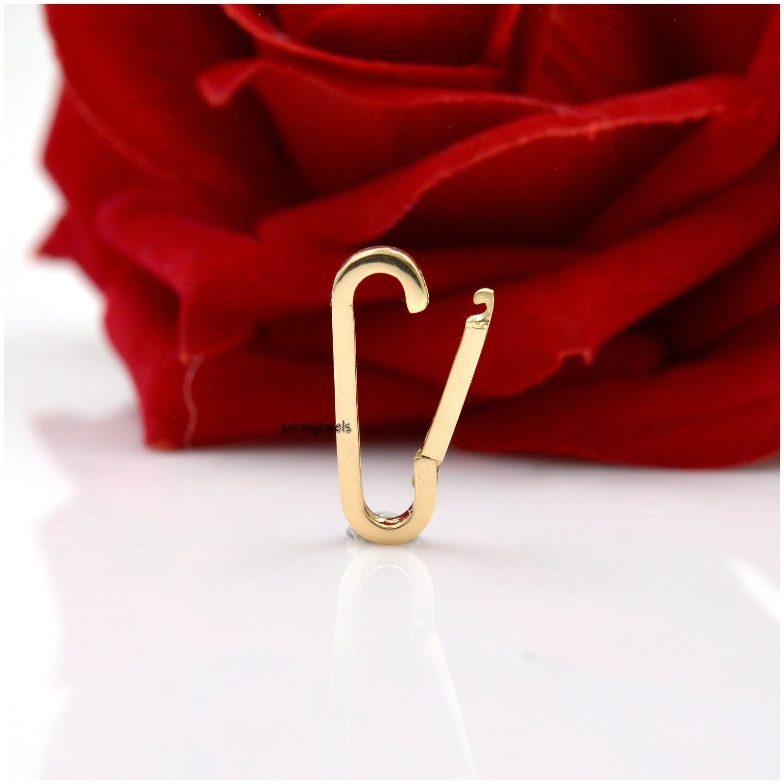 14K Solid Gold Charm Enhancer Connector: 22mm Pendant Holder - Suren Jewels | SKU: SJP1292-14KYG-22M 14K Solid Gold Charm Enhancer Connector: 22mm Pendant Holder - Suren Jewels | SKU: SJP1292-14KYG-22M
