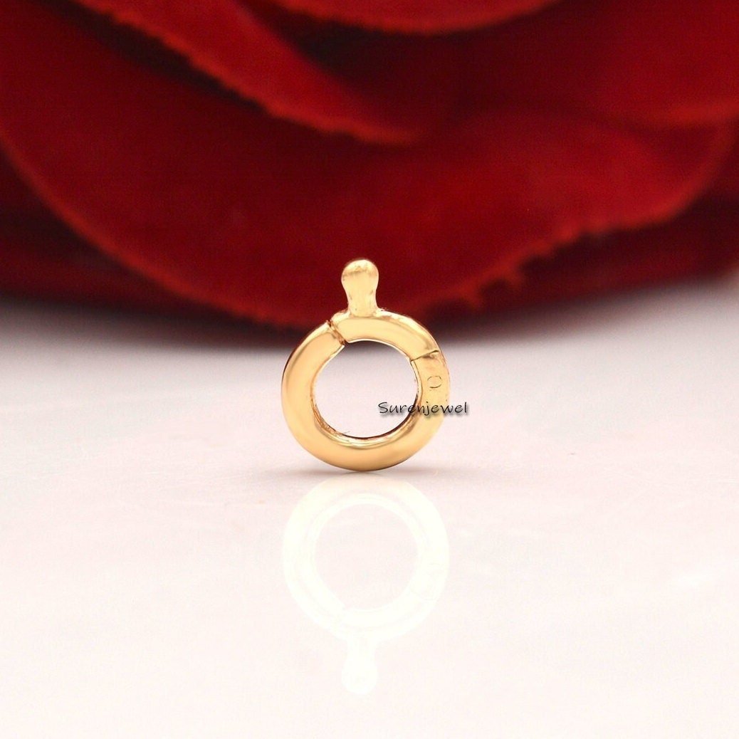 14k Solid Gold Charm Holder Enhancer, 8mm Circle - Suren Jewels | SKU: SJP887 14k Solid Gold Charm Holder Enhancer, 8mm Circle - Suren Jewels | SKU: SJP887