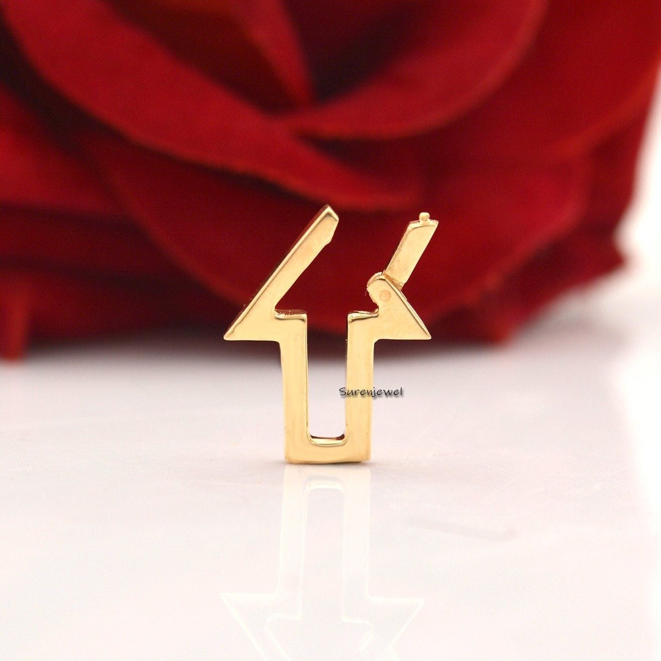 14K Solid Gold Charm Pendant Enhancer Lock - Charm Holder (19mm) - Suren Jewels | SKU: SJP962-SLYG-19M 14K Solid Gold Charm Pendant Enhancer Lock - Charm Holder (19mm) - Suren Jewels | SKU: SJP962-SLYG-19M
