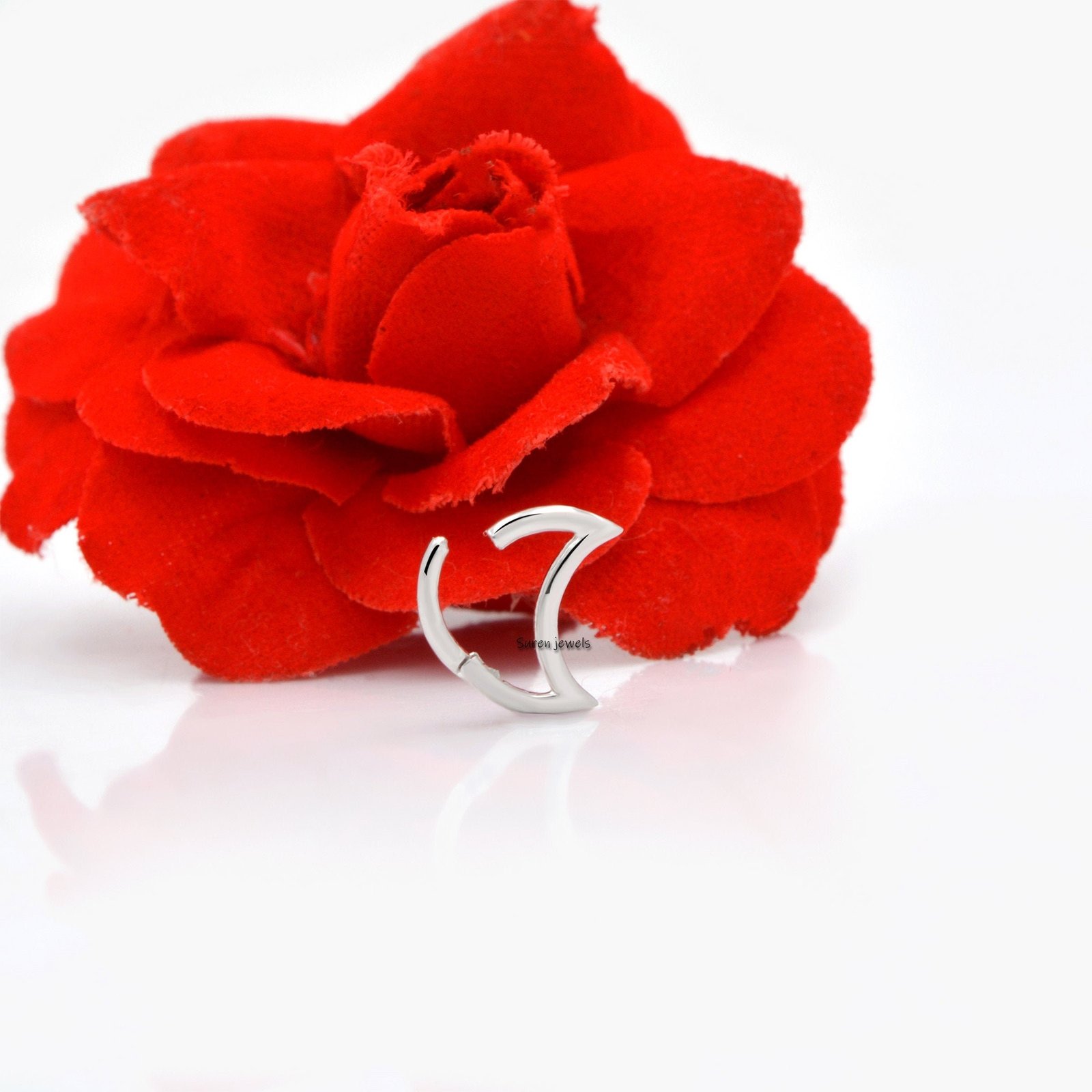 14K Solid Gold Crescent Moon Charm Enhancer: Connector Lock Pendant - Suren Jewels | SKU: SJP110- 14K Solid Gold Crescent Moon Charm Enhancer: Connector Lock Pendant - Suren Jewels | SKU: SJP110-