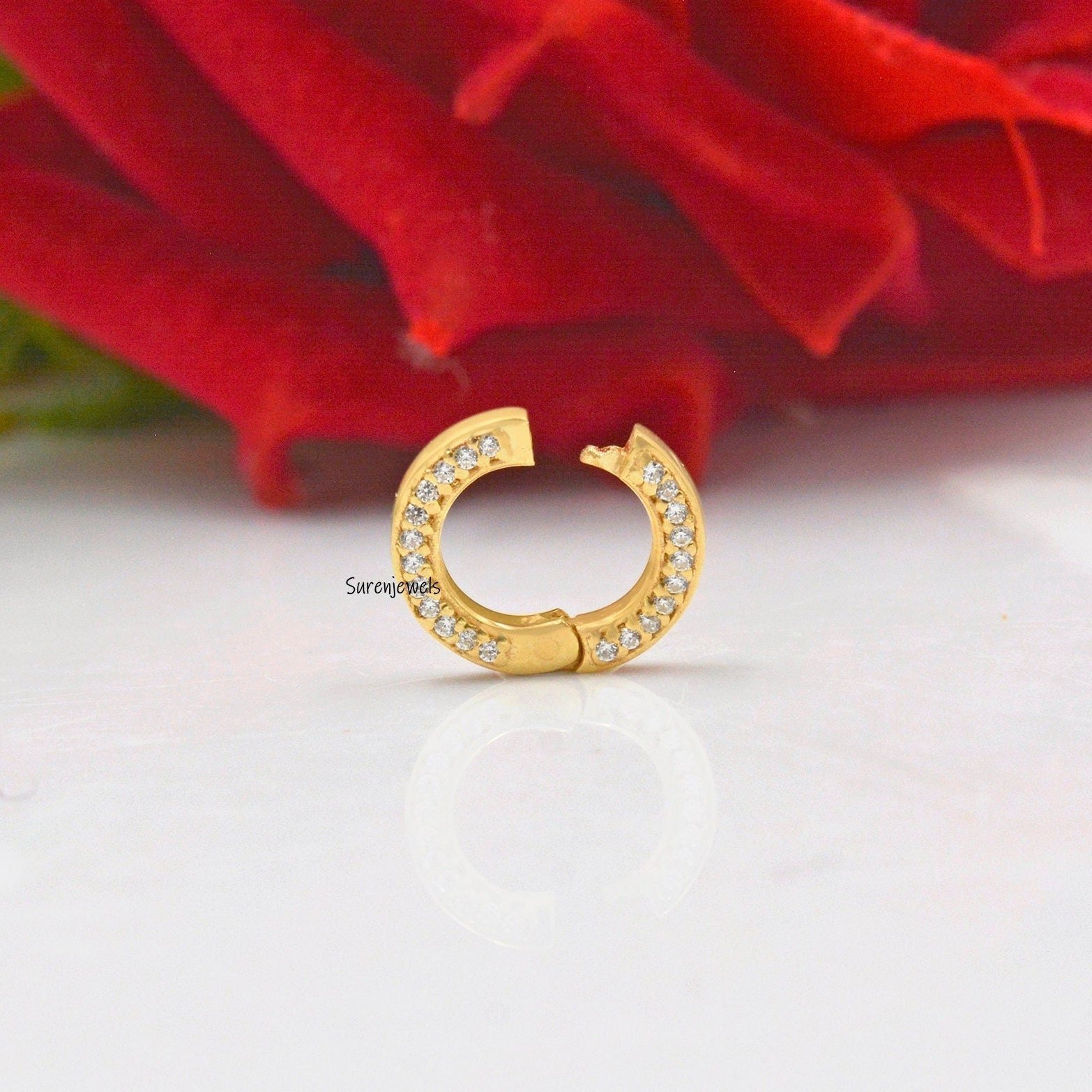 14K Solid Gold Diamond Charm Pendant Lock - View 2 - Suren Jewels | SKU: SJP1108-SLRHWT-10M 14K Solid Gold Diamond Charm Pendant Lock - View 2 - Suren Jewels | SKU: SJP1108-SLRHWT-10M