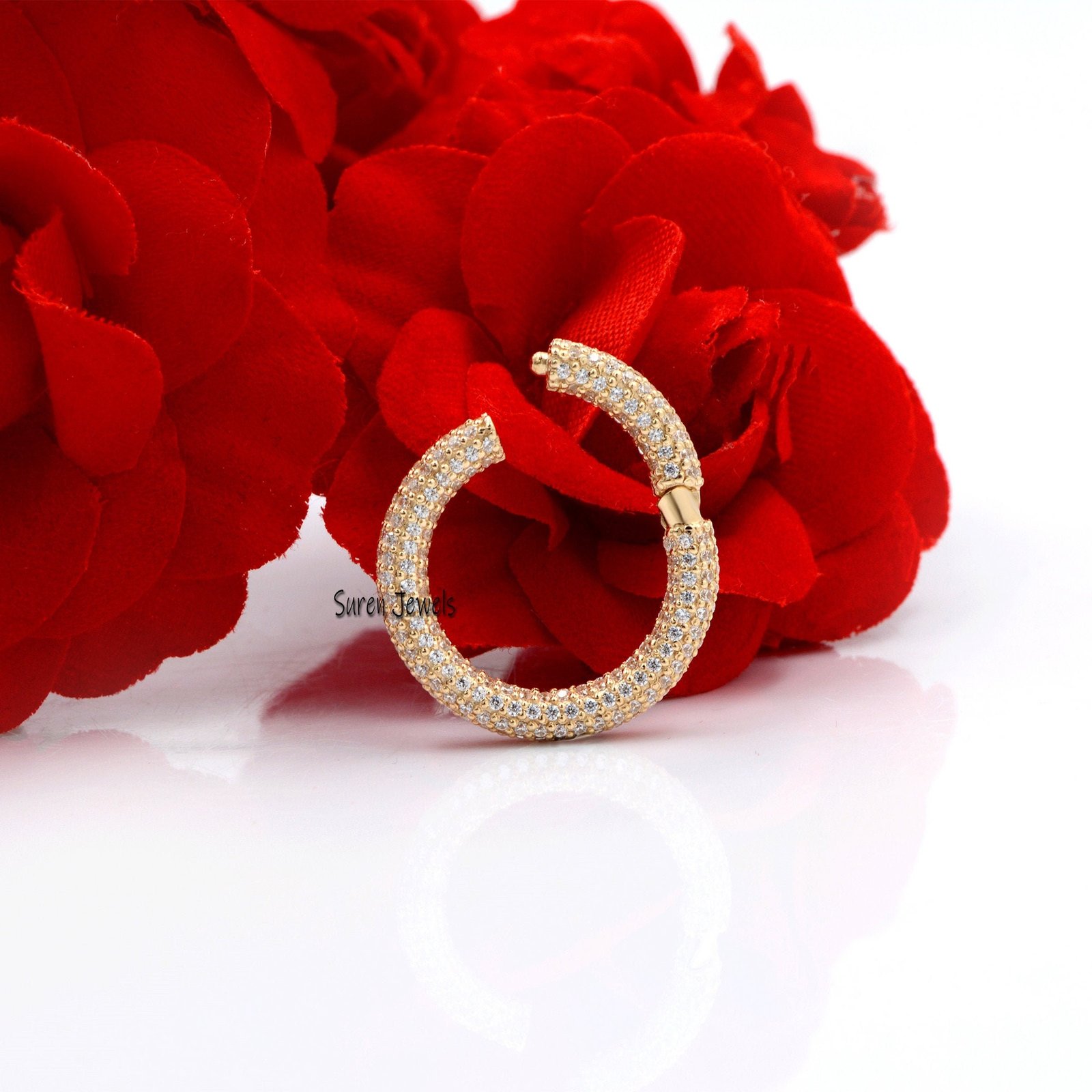 14K Solid Gold Diamond Circle Charm Connector: Handmade Pendant Enhancer - Suren Jewels | SKU: SJP700 14K Solid Gold Diamond Circle Charm Connector: Handmade Pendant Enhancer - Suren Jewels | SKU: SJP700