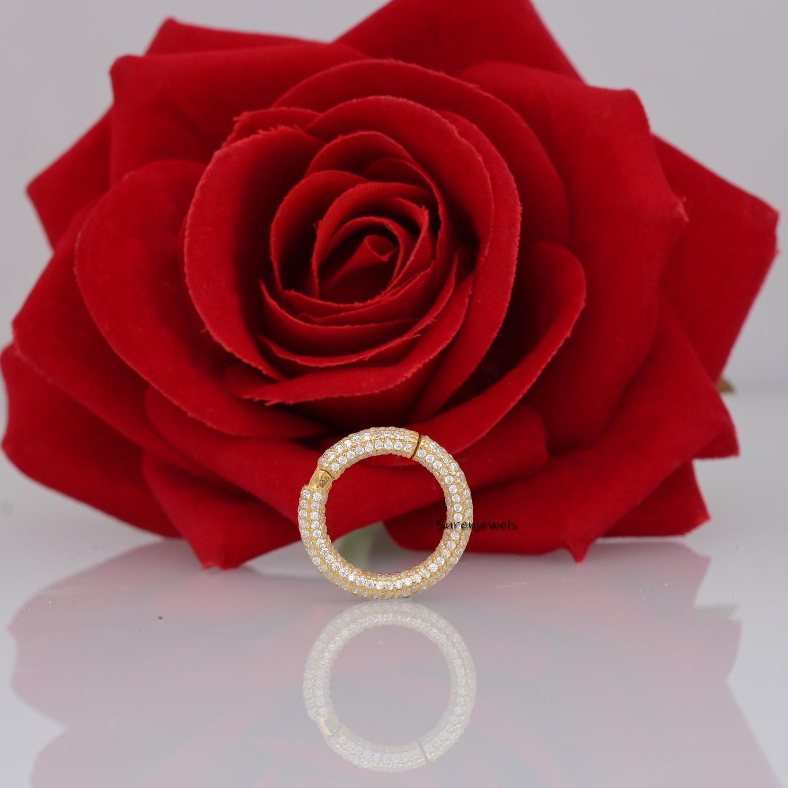 14K Solid Gold Diamond Circle Charm Connector: Handmade Pendant Enhancer - View 3 - Suren Jewels | SKU: SJP700 14K Solid Gold Diamond Circle Charm Connector: Handmade Pendant Enhancer - View 3 - Suren Jewels | SKU: SJP700