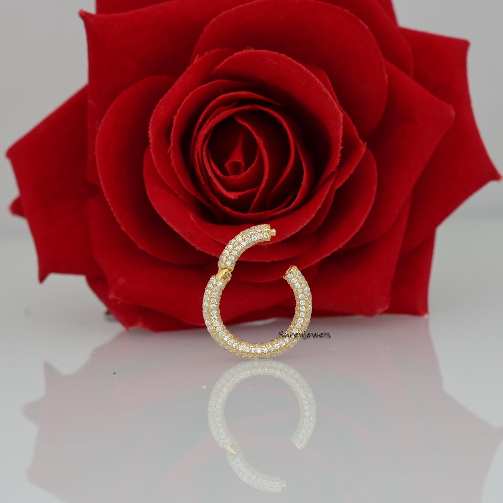 14K Solid Gold Diamond Circle Charm Connector: Handmade Pendant Enhancer - View 4 - Suren Jewels | SKU: SJP700 14K Solid Gold Diamond Circle Charm Connector: Handmade Pendant Enhancer - View 4 - Suren Jewels | SKU: SJP700