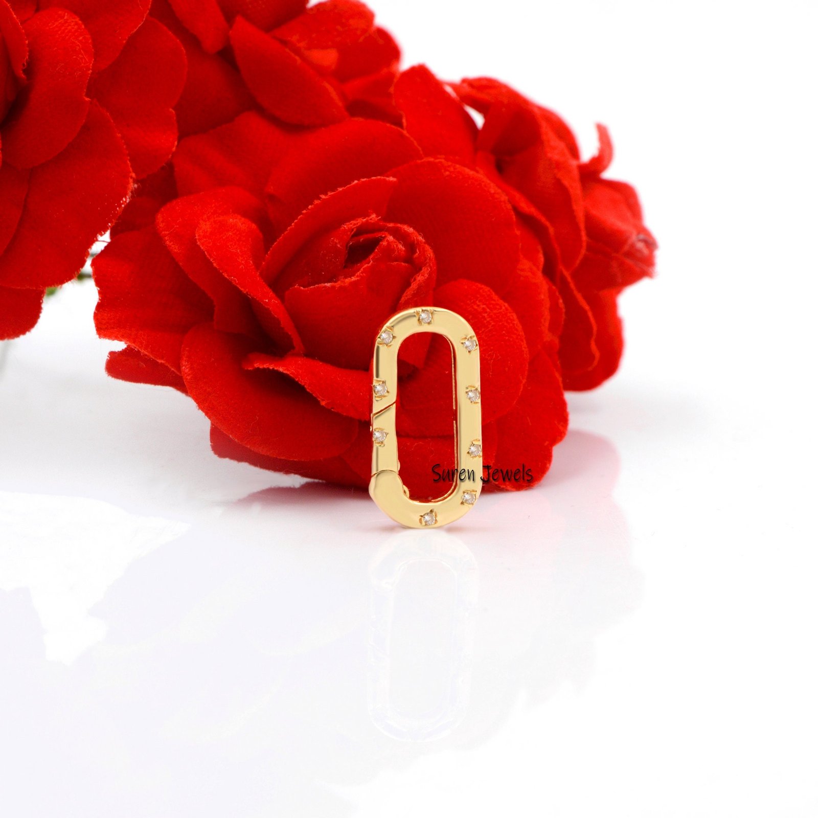 14k Solid Gold Diamond Enhancer: Pave Diamond Charm Holder Lock - Suren Jewels | SKU: SJP807- 14k Solid Gold Diamond Enhancer: Pave Diamond Charm Holder Lock - Suren Jewels | SKU: SJP807-